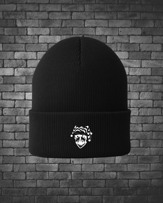 Hand-drawn Joker Face on front of beanie