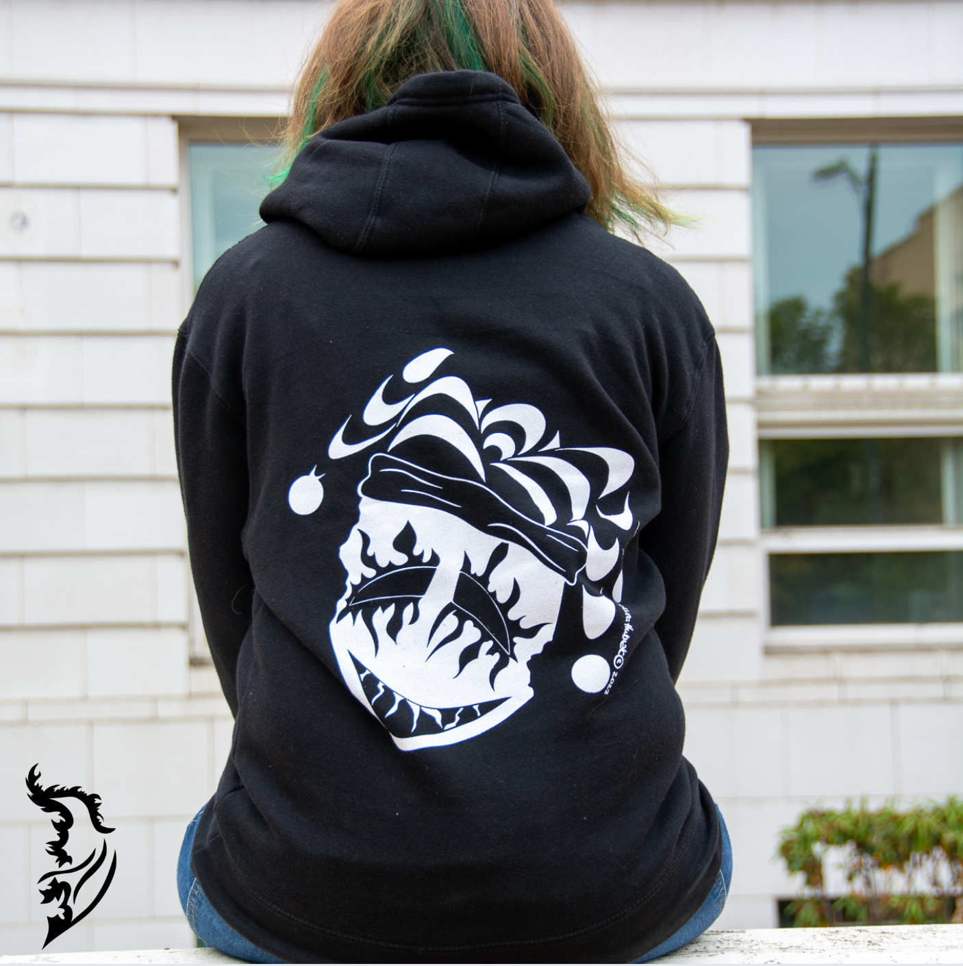 Female Model wearing Joker Hoodie