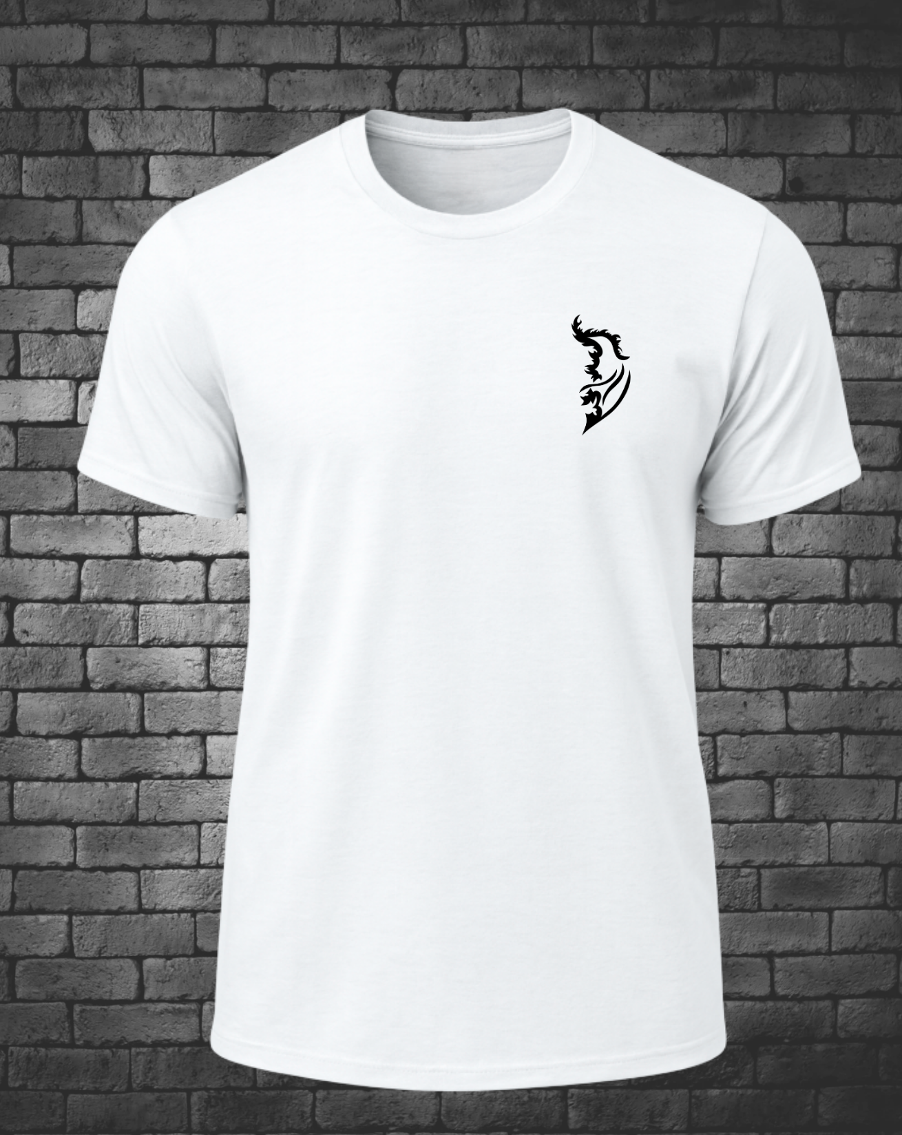 Black Angel Wing Logo on front left chest