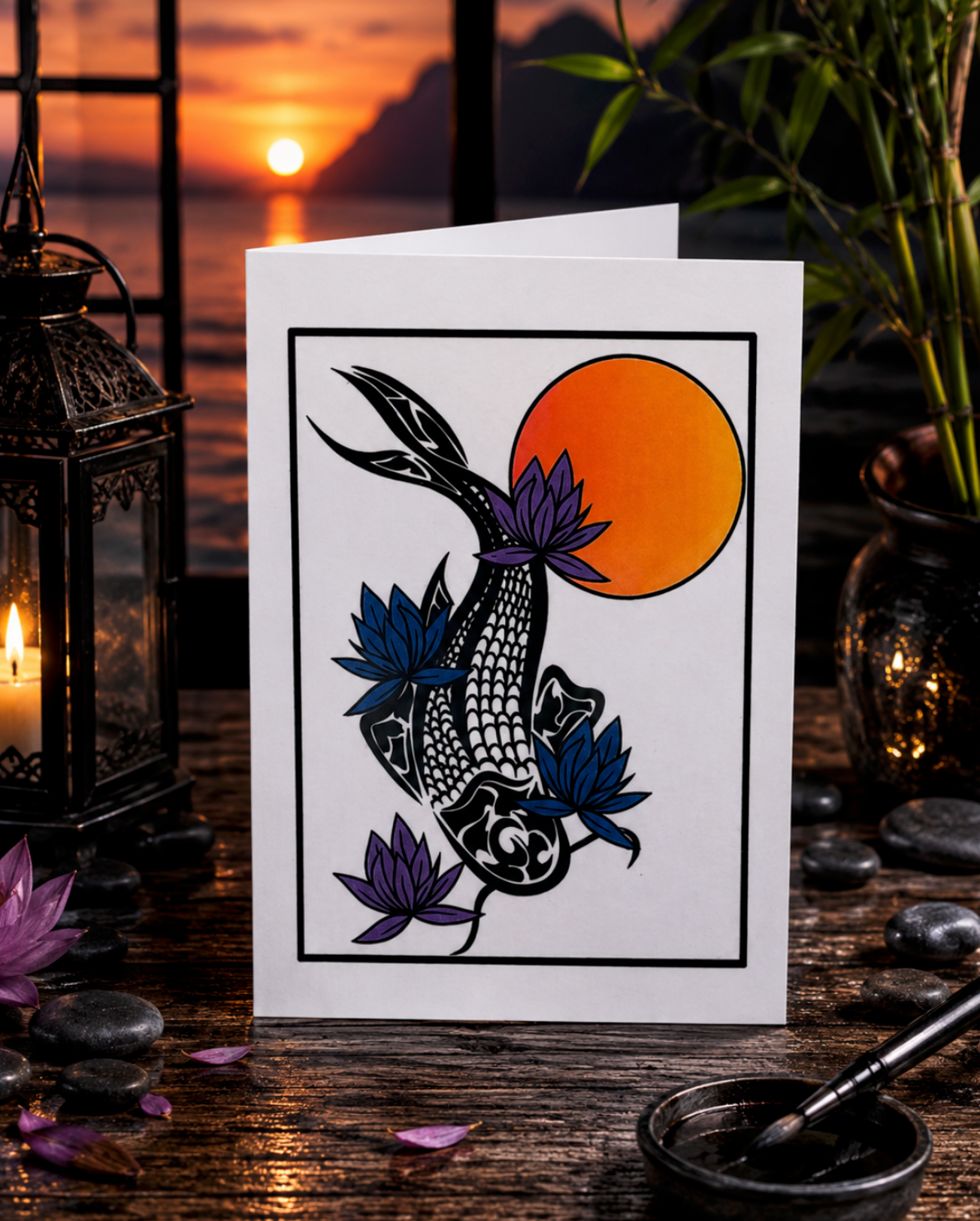 The koi fish is a symbol of courage, perseverance, and transformation. Inspired by the legend of the koi swimming upstream to become a dragon, this design represents strength through life’s challenges, personal growth, and the pursuit of prosperity.