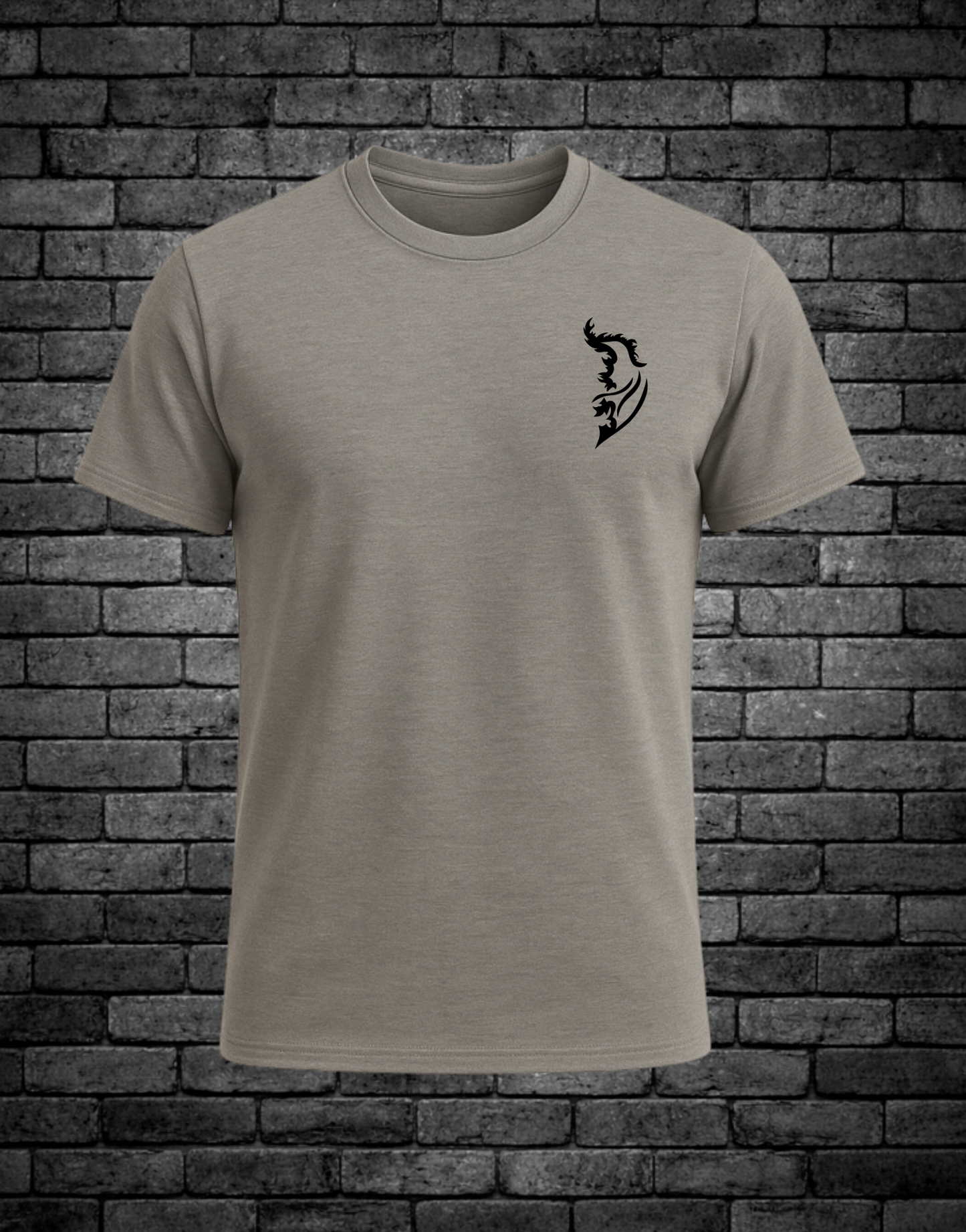 Black Angel Wing Logo on front left chest