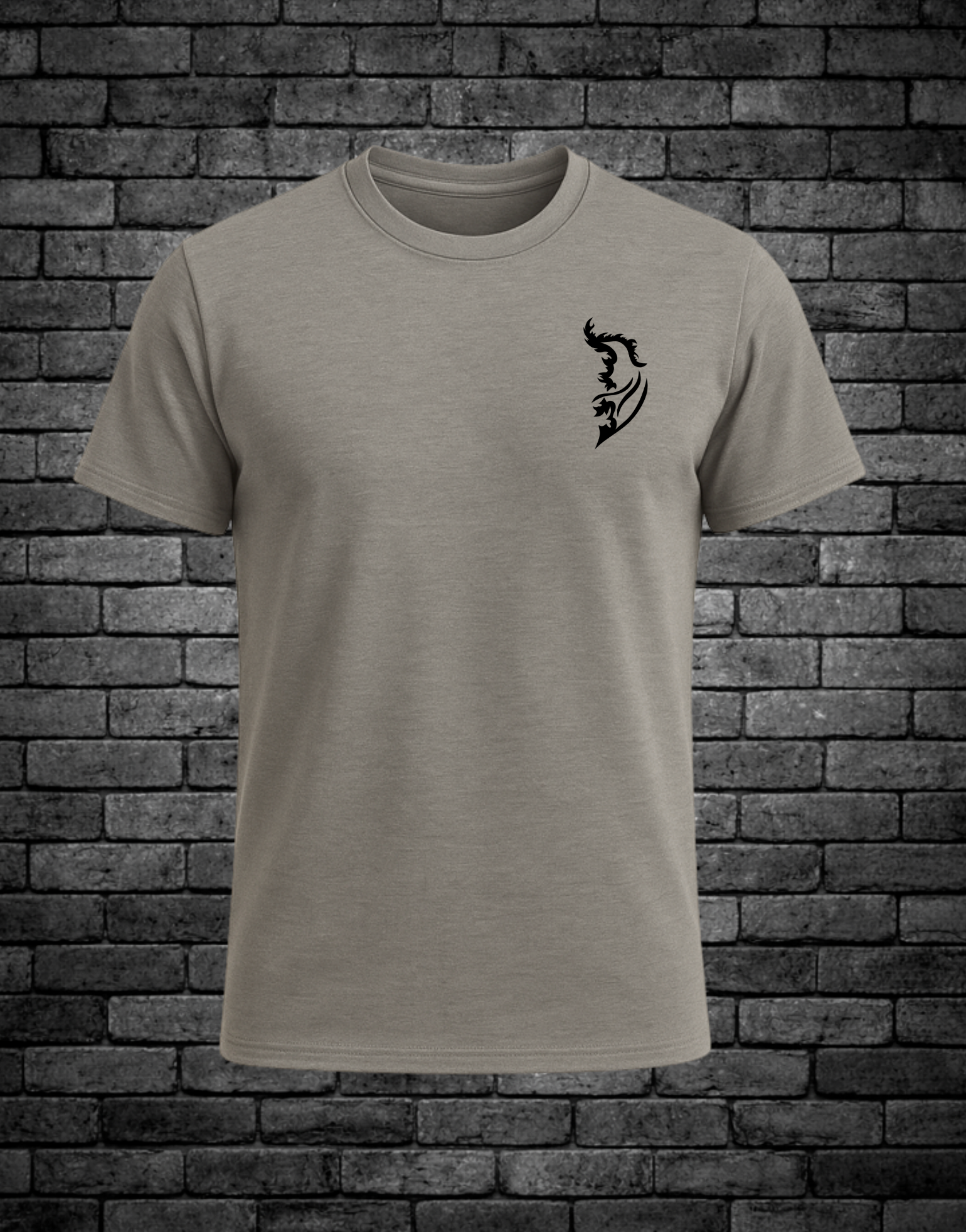 Black Angel Wing Logo on front left chest