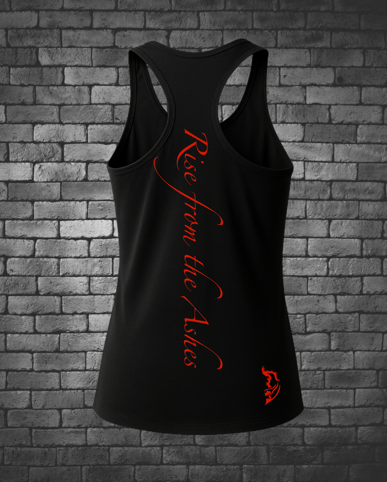 Rise from the Ashes down center back Red Logo on bottom right side