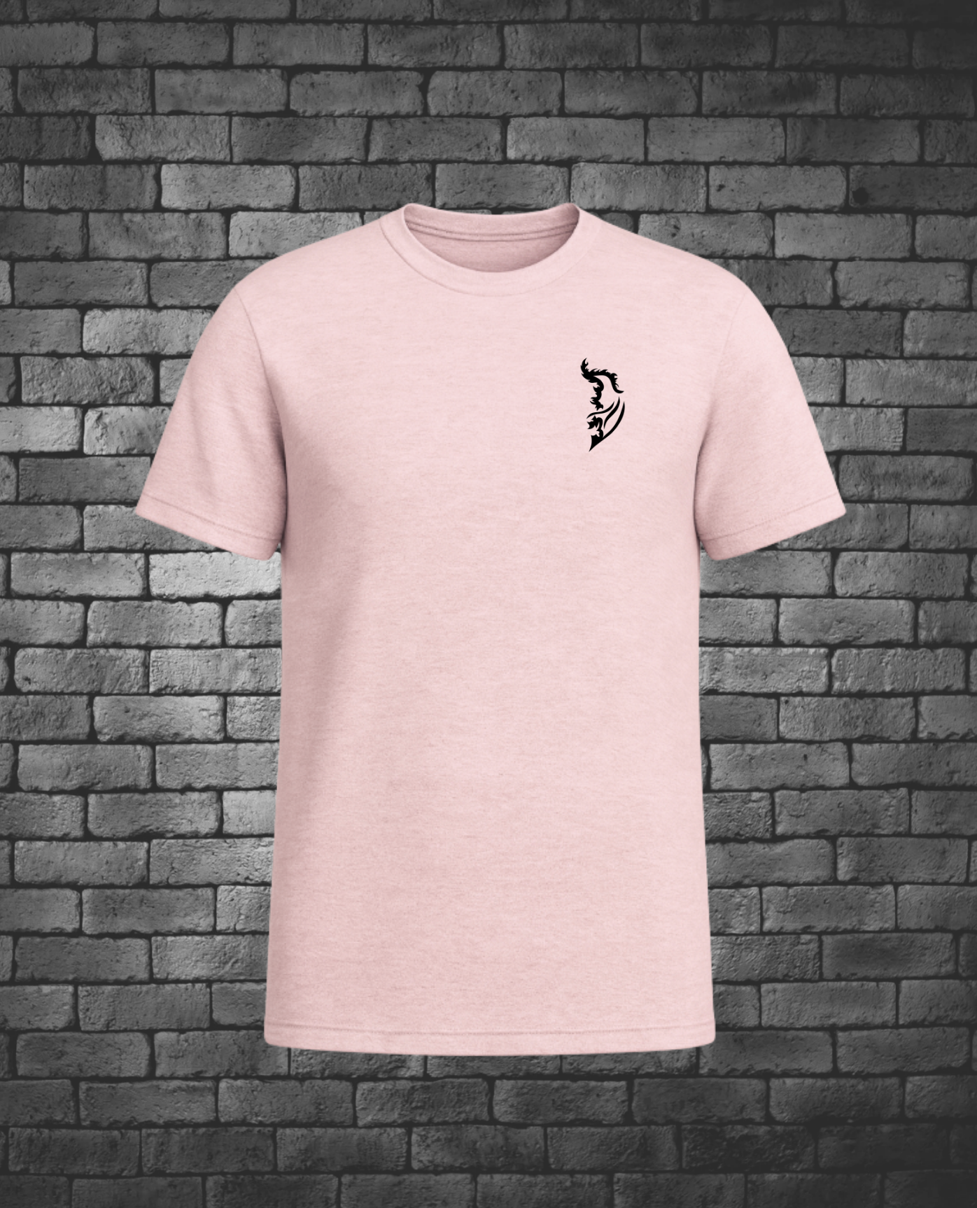 Black Angel Wing Logo on front left chest
