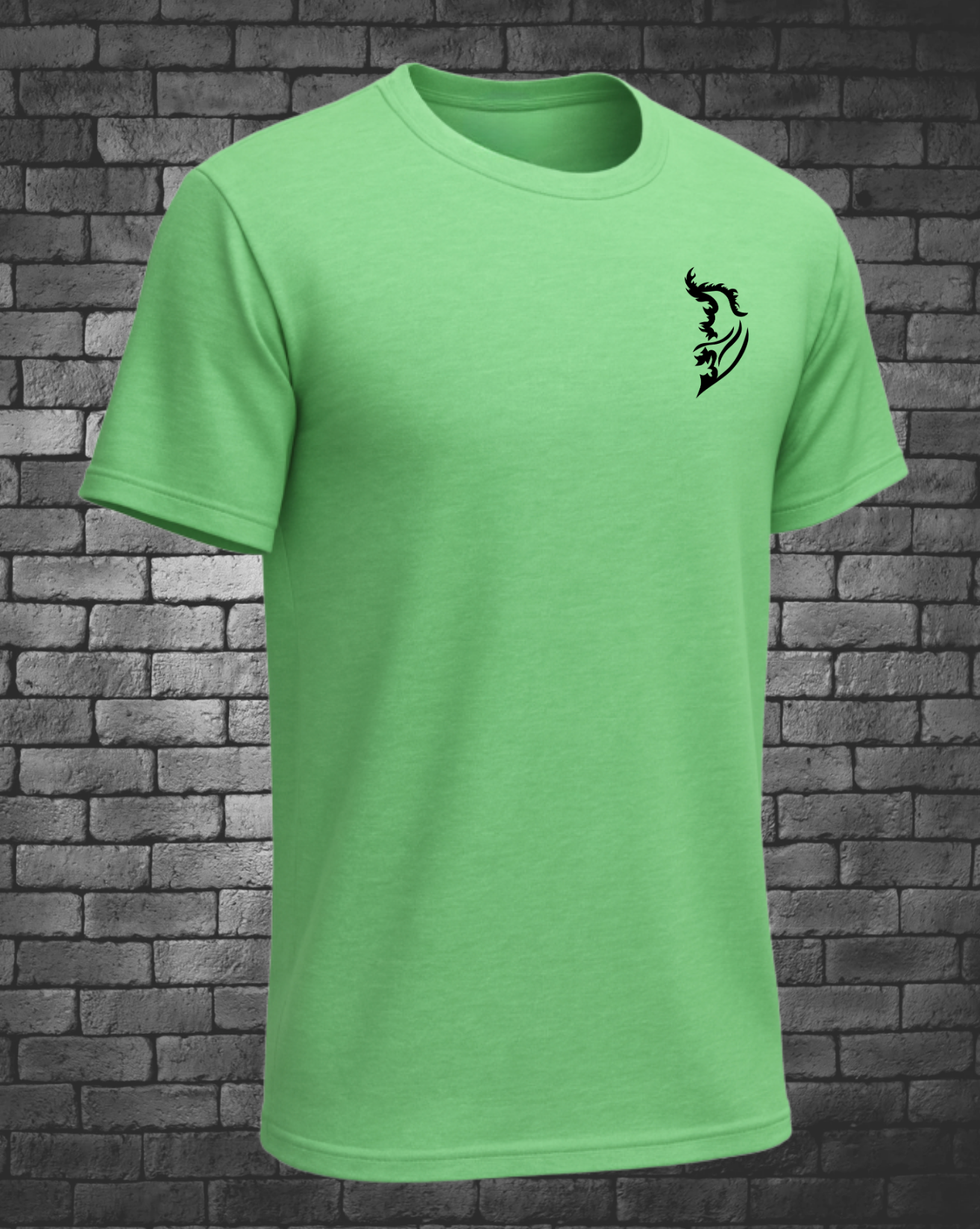 Black Angel Wing Logo on front left chest