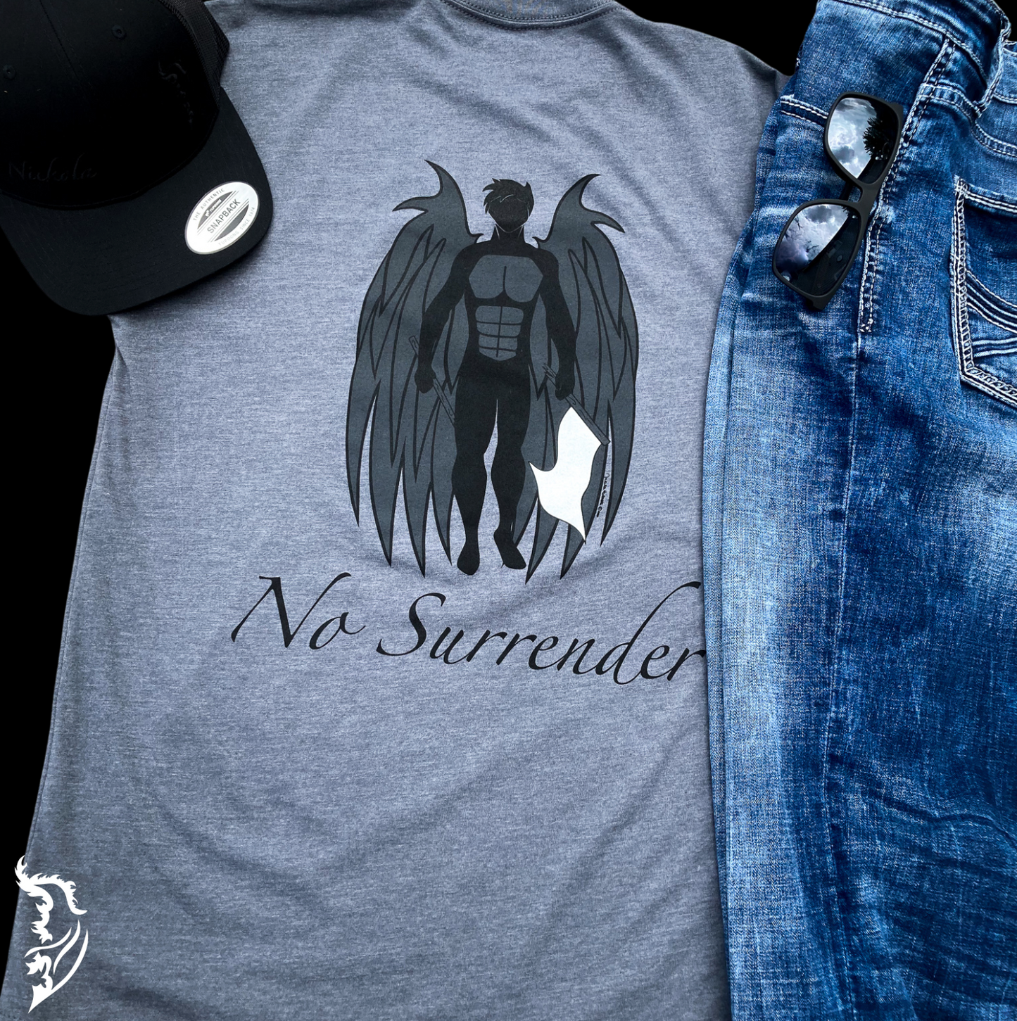 No Surrender Hand-drawn T-Shirts - Angel Series | Men's T-Shirt