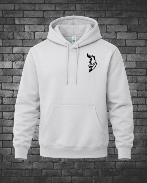 Dove Grey Panda Hoodie with a small black Street Style by Nickola wing logo on the left chest, drawstring hood, and kangaroo pocket.