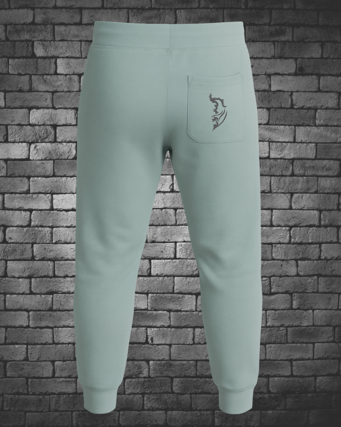 Seafoam Green Joggers with Grey Angel Wing logo on back pocket