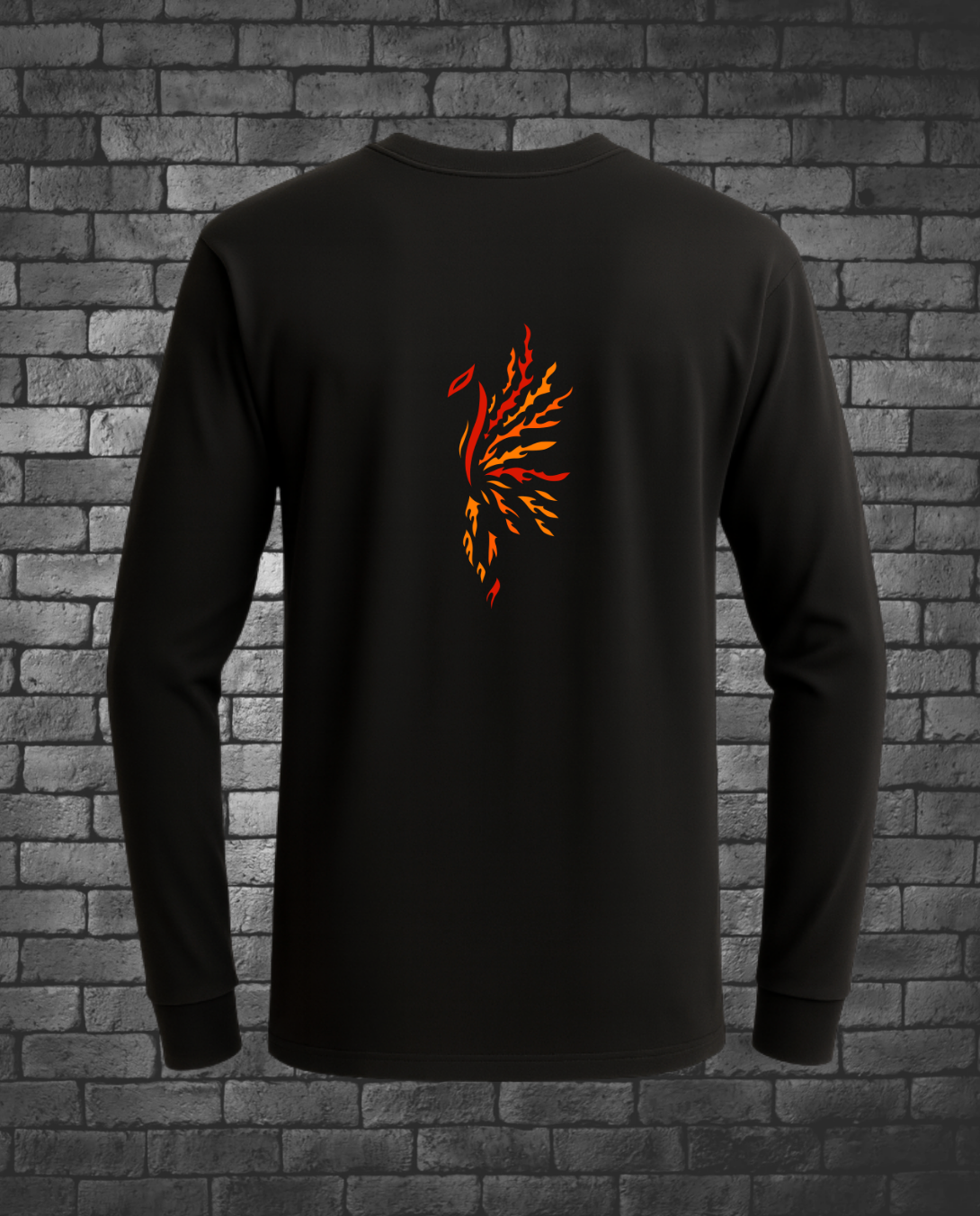 Hand-drawn Phoenix in flames 
Colors: Red, Orange, Yellow