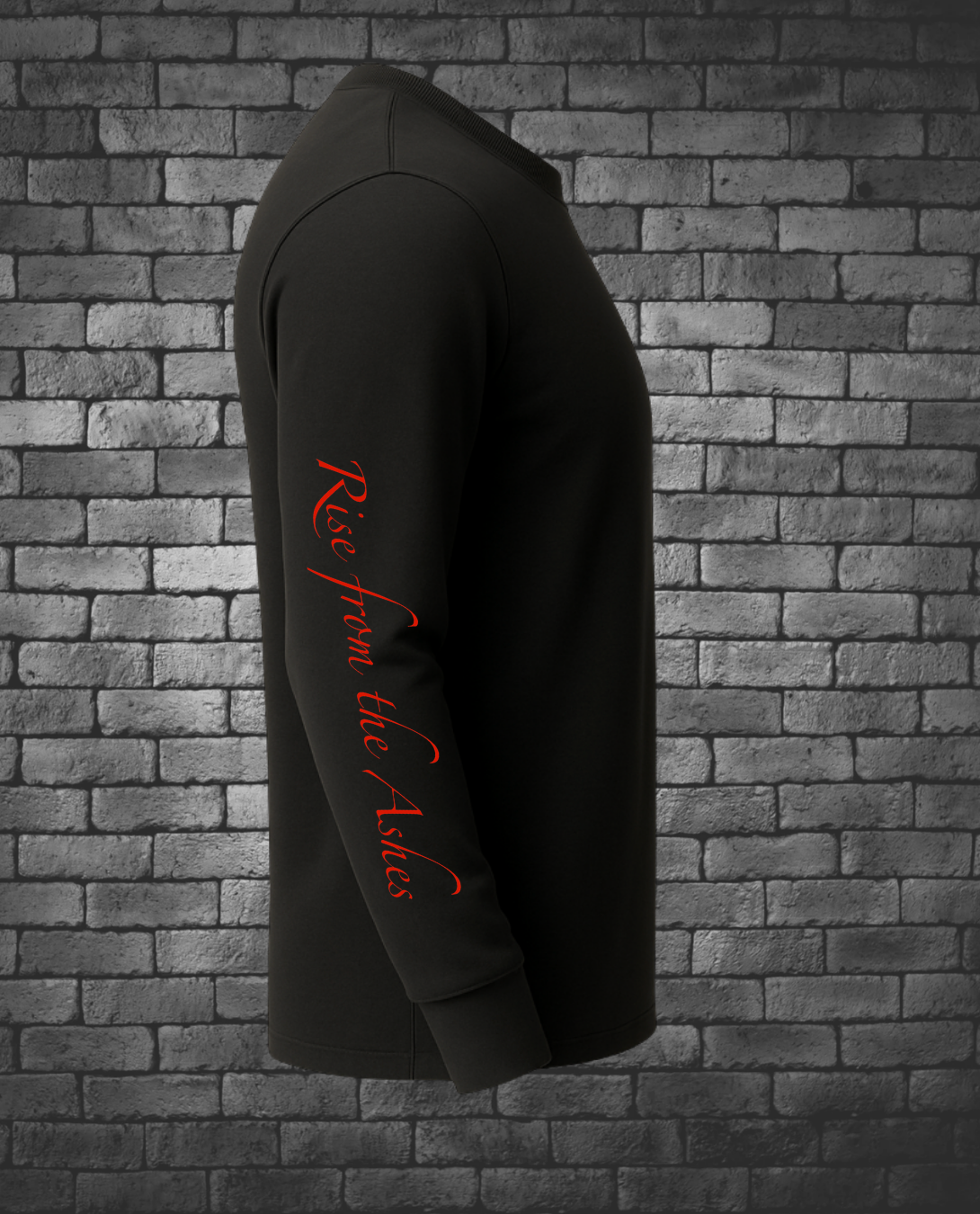 Rise from the Ashes written down right sleeve