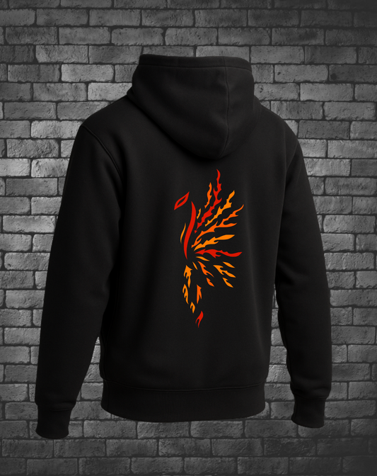Hand-drawn Phoenix in yellow orange and red flames