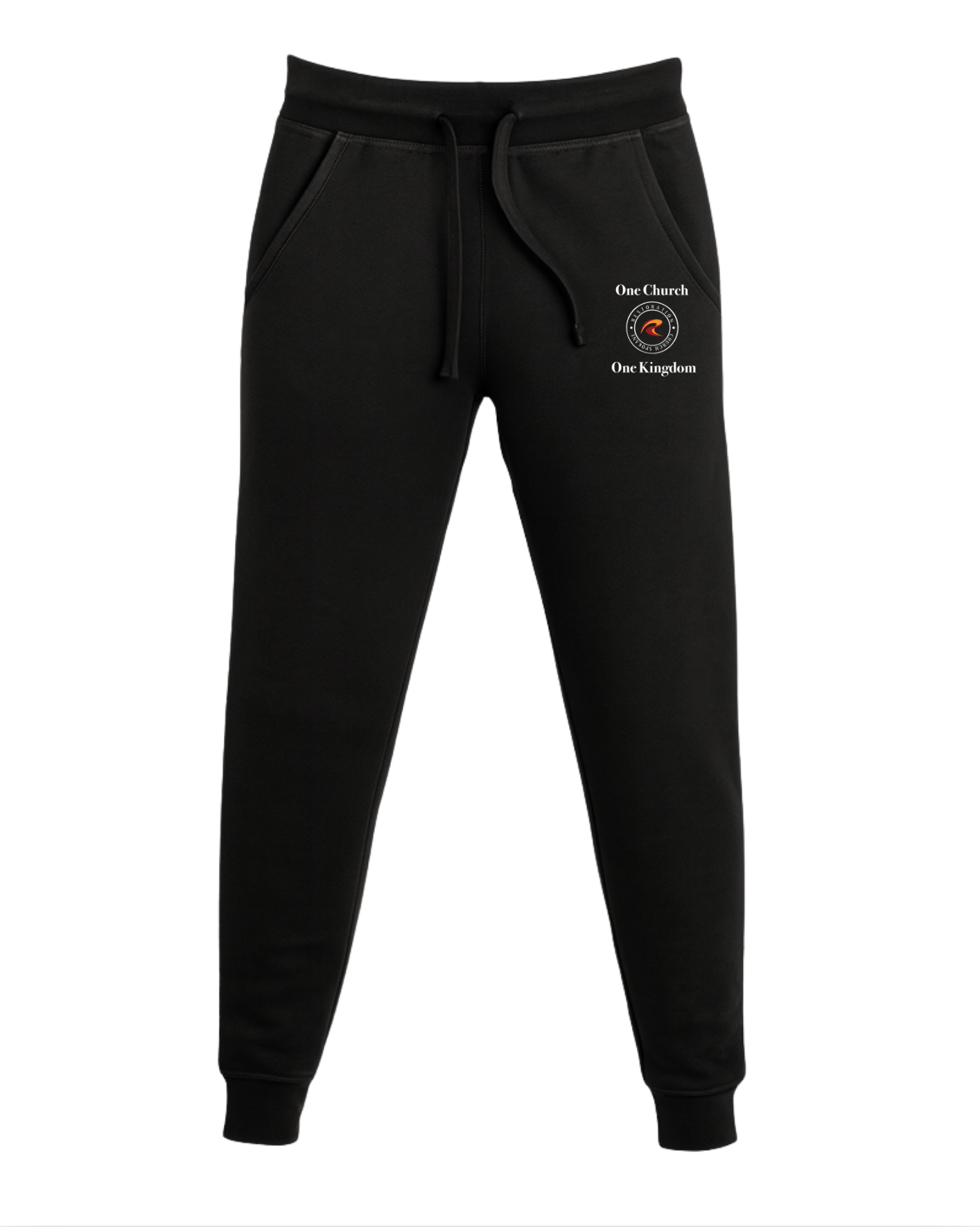 Restoration Church Black Joggers Front - Street Style By Nickola