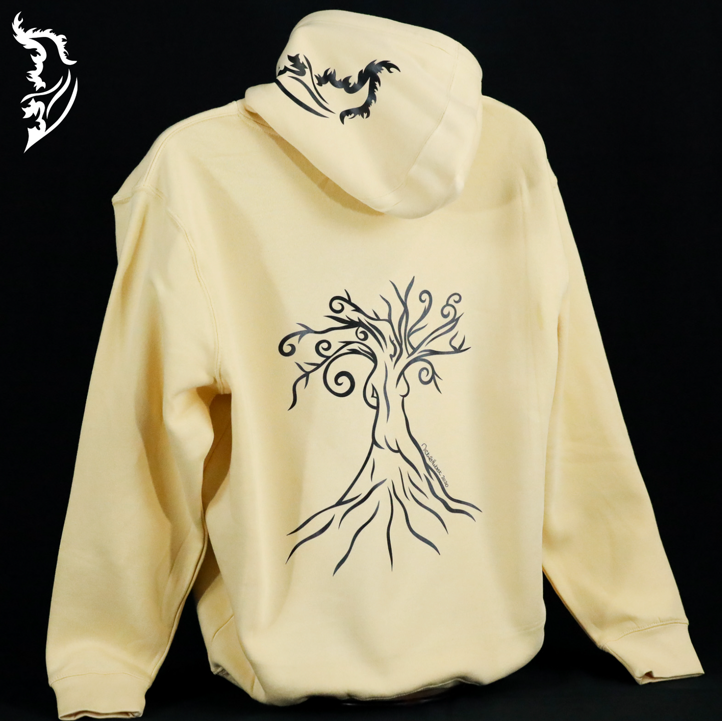 Woman in the Tree Hand-drawn Fleece-Lined Hoodie