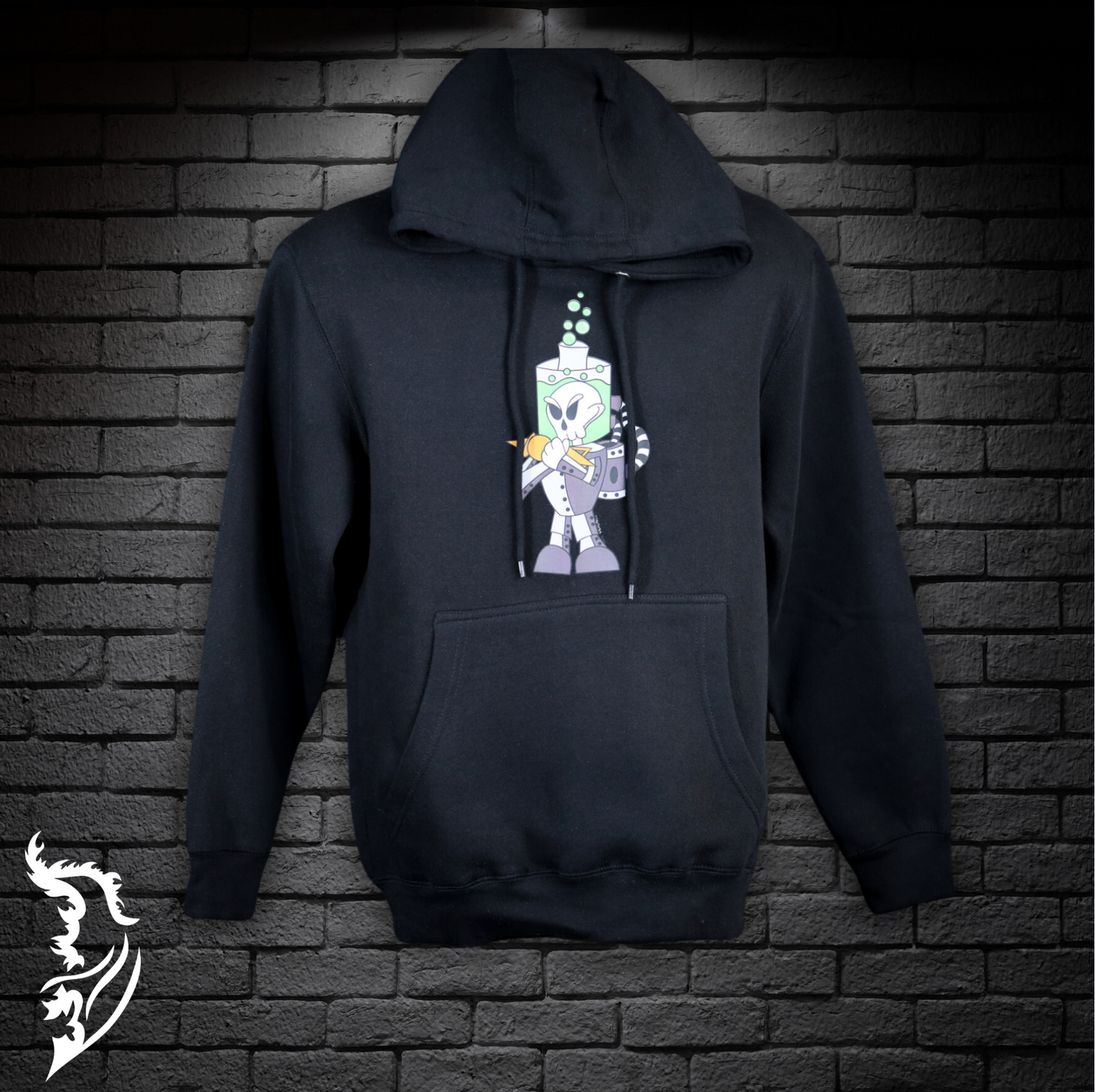 Cyborg Skeleton Fleece Lined Hand-drawn Hoodie