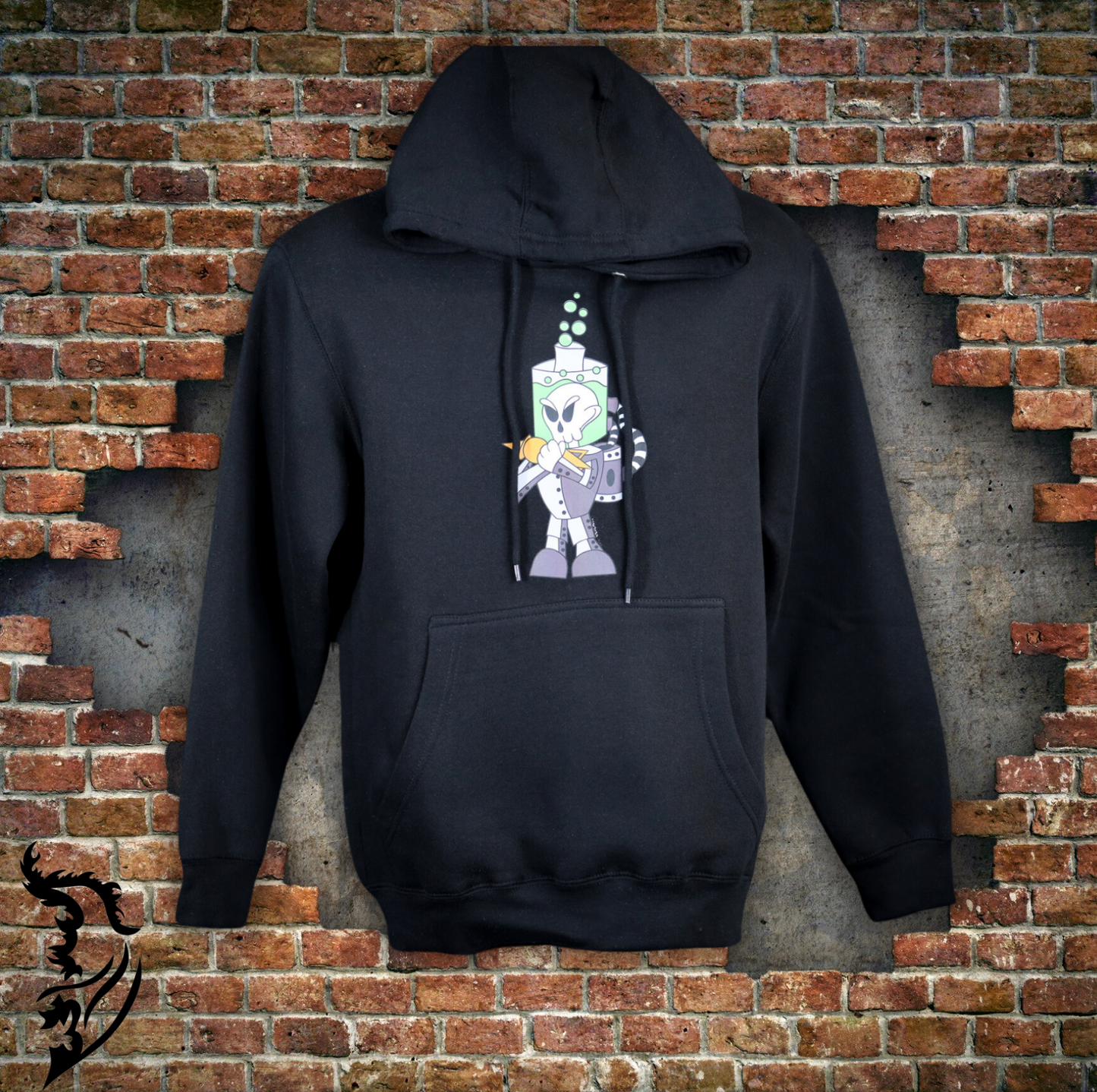 Cyborg Skeleton Fleece Lined Hand-drawn Hoodie