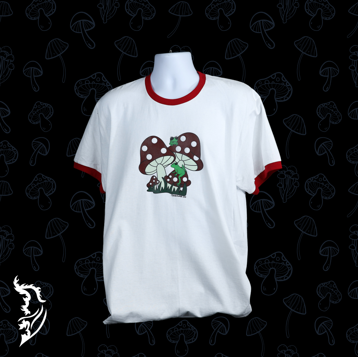 Mushroom & Frogs Hand-drawn T-Shirt