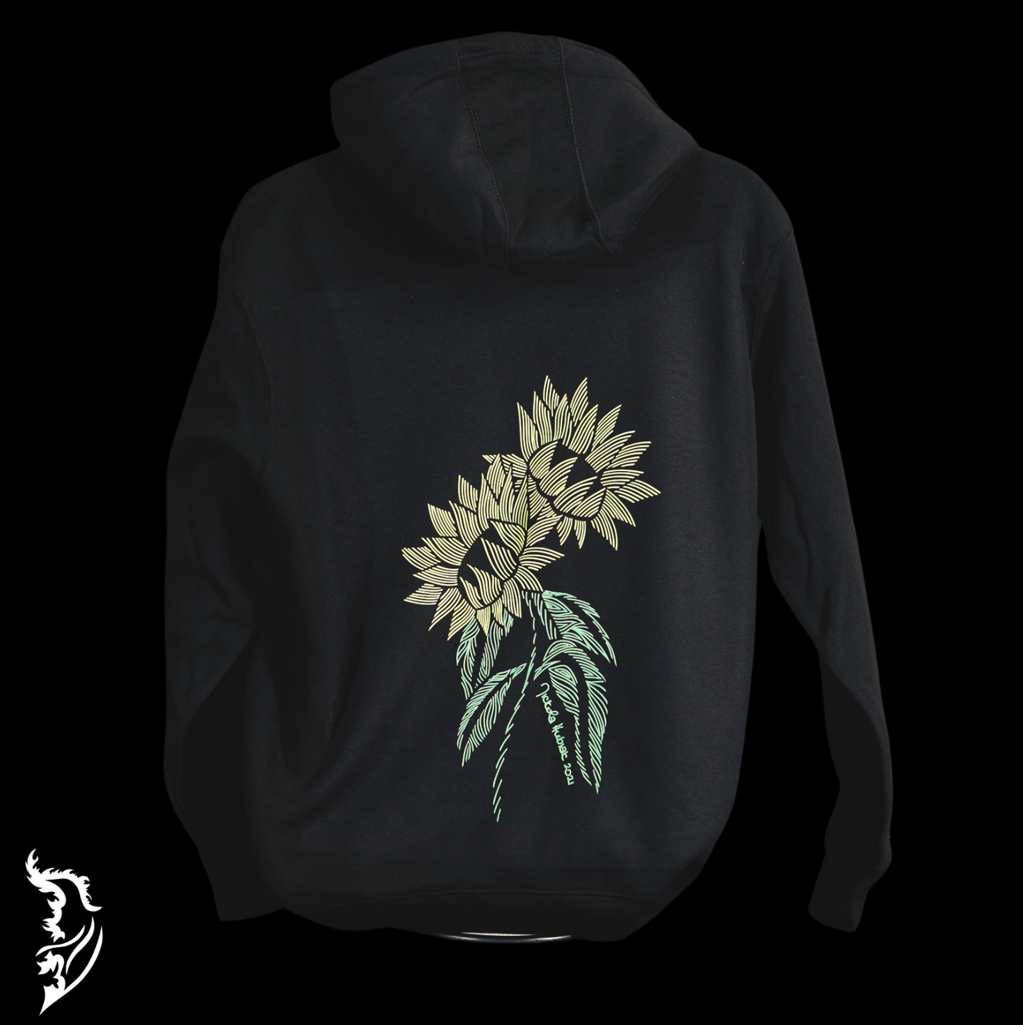 Sunflower Hand-drawn Fleece-Lined Hoodie