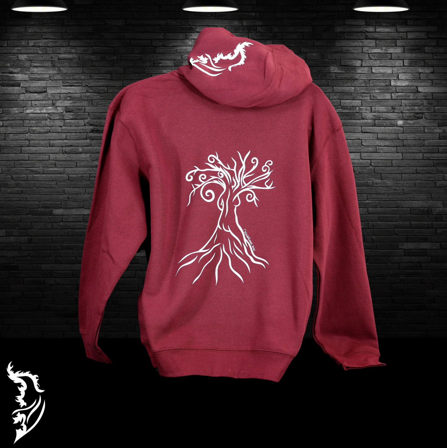 Woman in the Tree Hand-drawn Fleece-Lined Hoodie