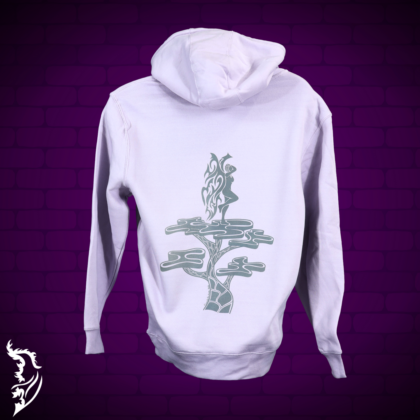 Lady on a Pedestal Hand-drawn Fleece Hoodie