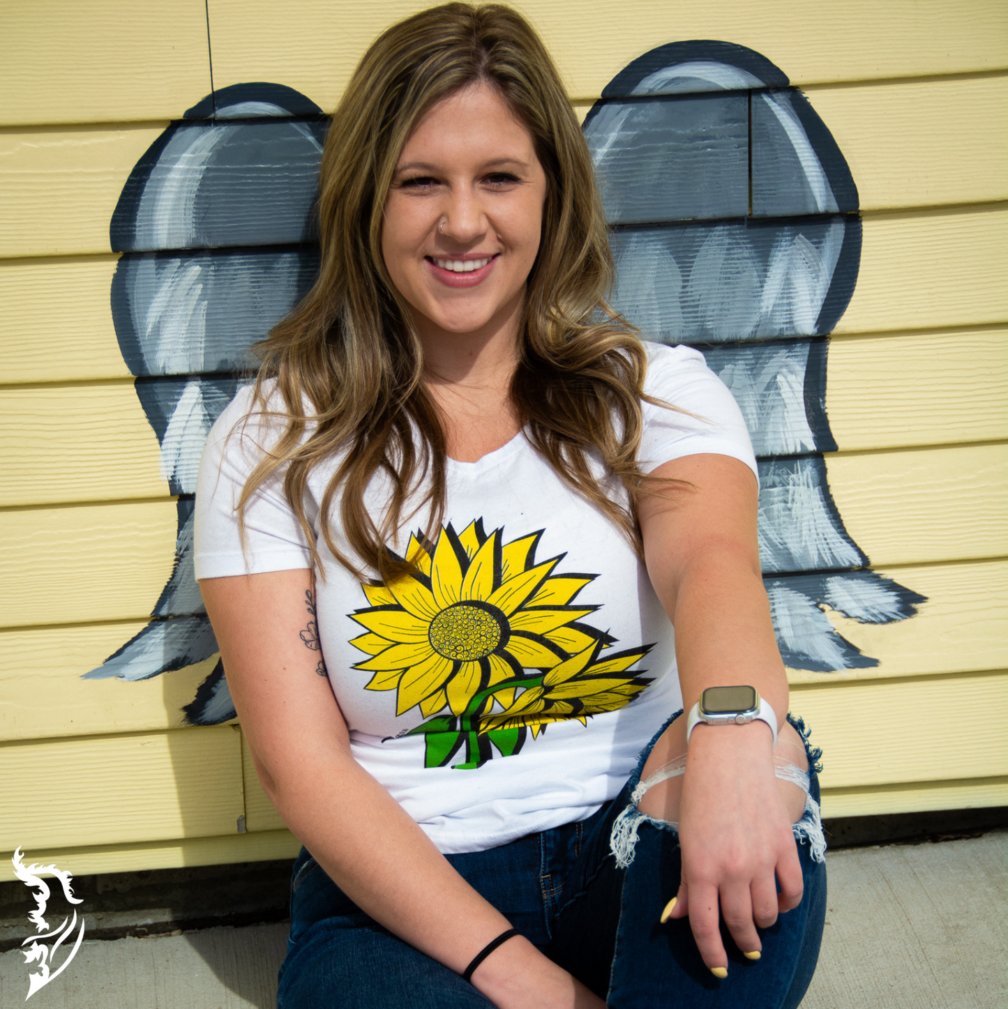 Sunflower Hand-drawn T-Shirt | Ladies