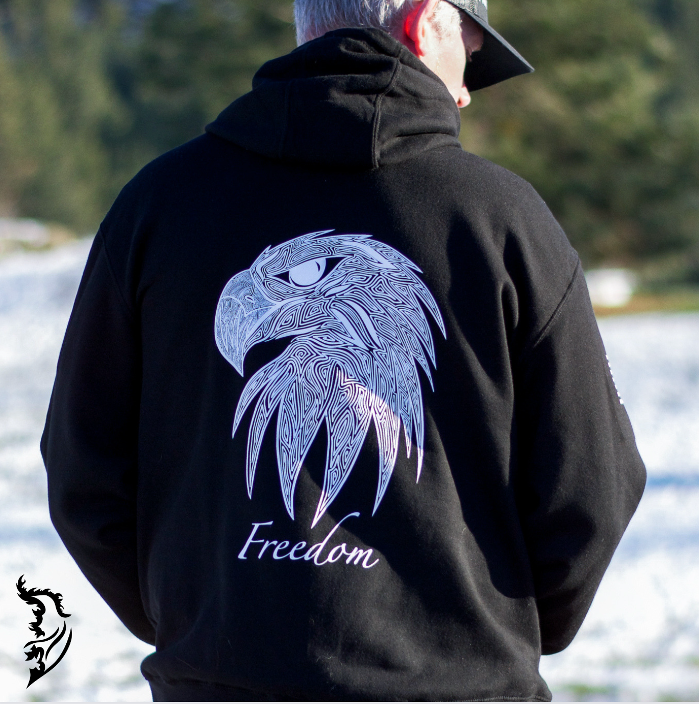 Freedom Eagle Hand-drawn Fleece-Lined Hoodie | Patriotic Series