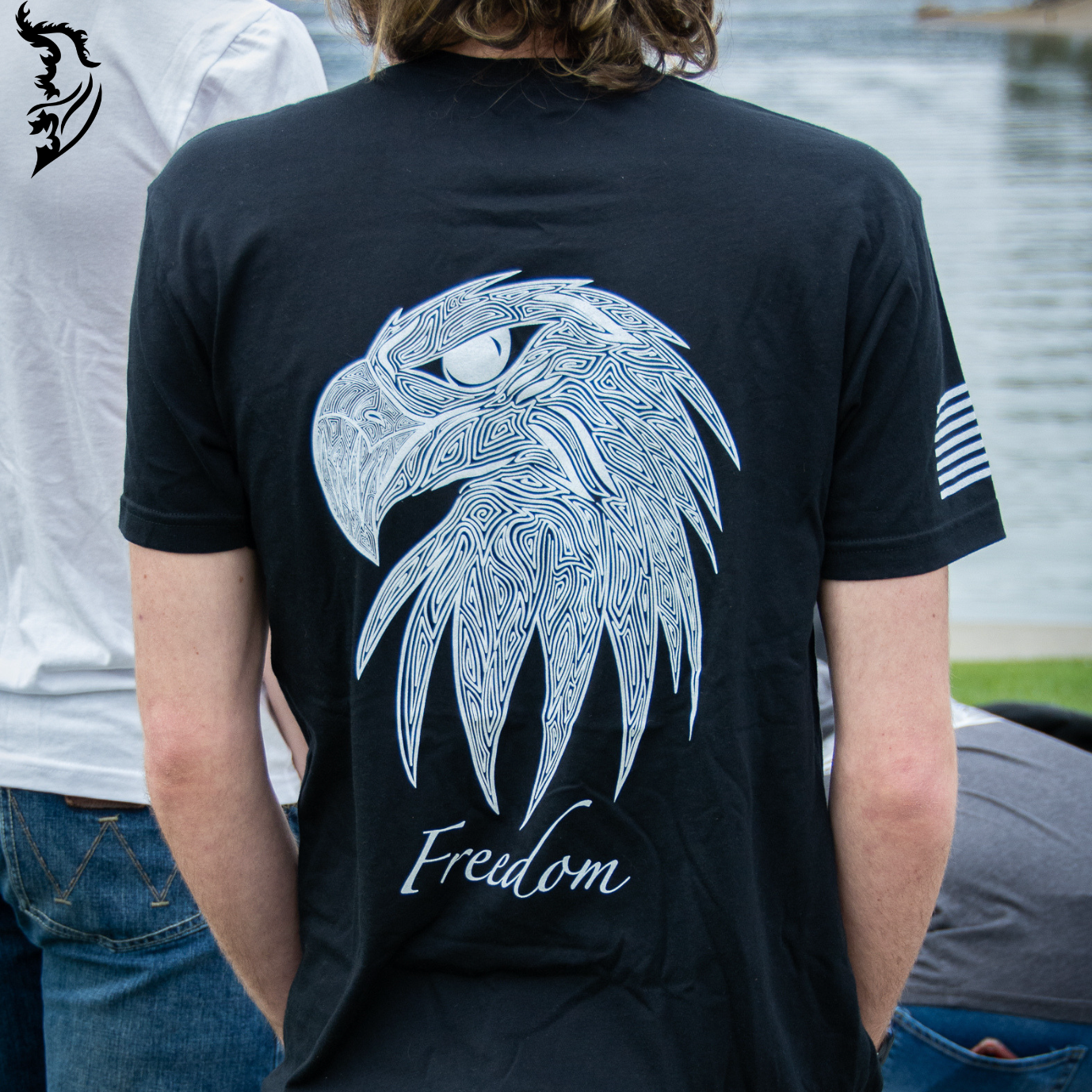 Freedom Eagle Hand-drawn Men's T-Shirt | Patriotic Series