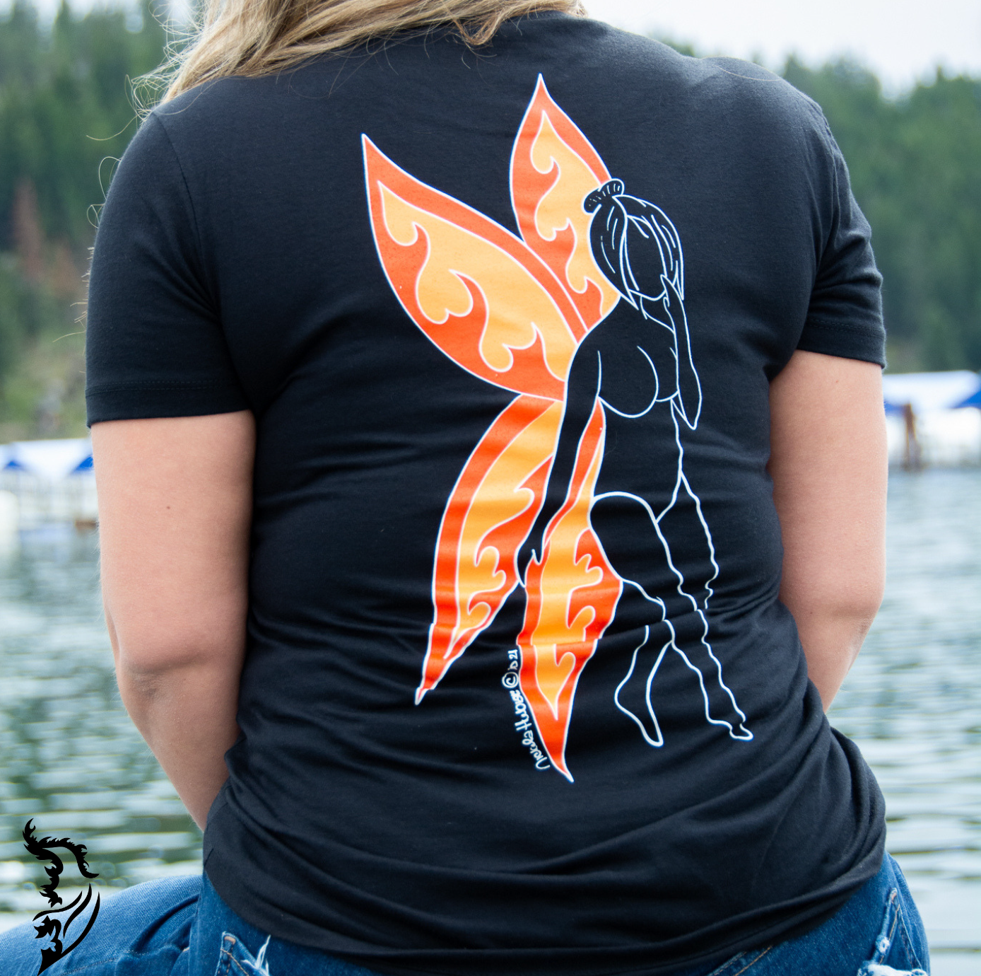 Fire Fairy Hand-drawn T-Shirt | Ladies