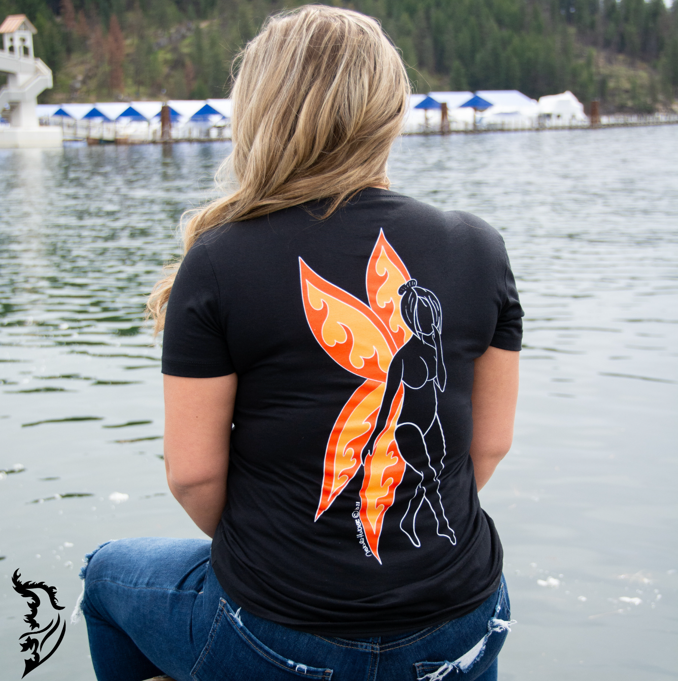 Fire Fairy Hand-drawn T-Shirt | Ladies