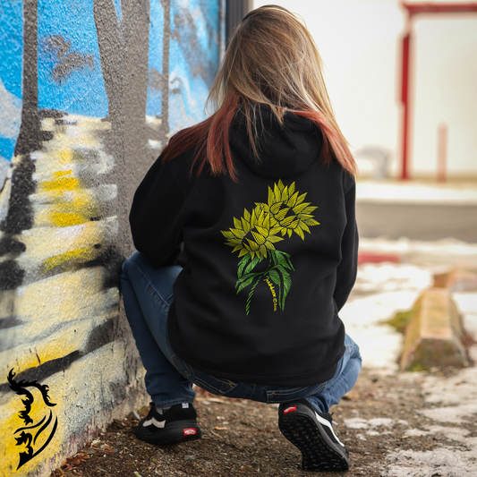 Sunflower Hand-drawn Fleece-Lined Hoodie