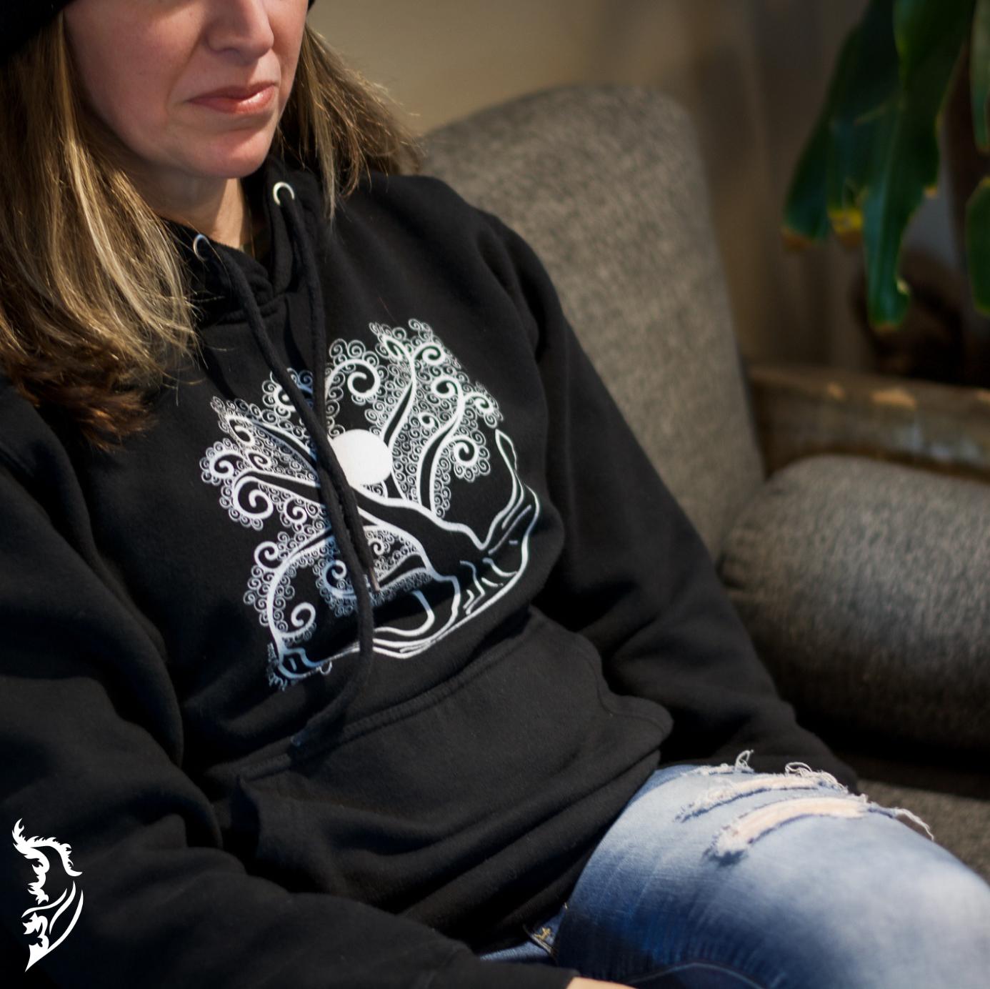 Yin & Yang | Tree of Life Hand-drawn Fleece-Lined Hoodie