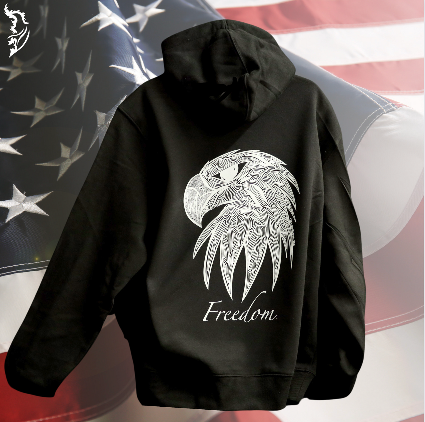 Freedom Eagle Hand-drawn Fleece-Lined Hoodie | Patriotic Series