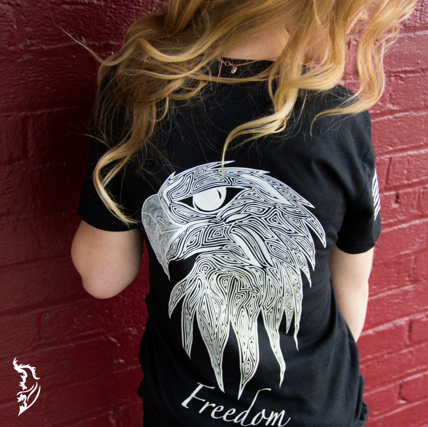 Freedom Eagle Hand-drawn Ladies T-Shirt | Patriotic Series