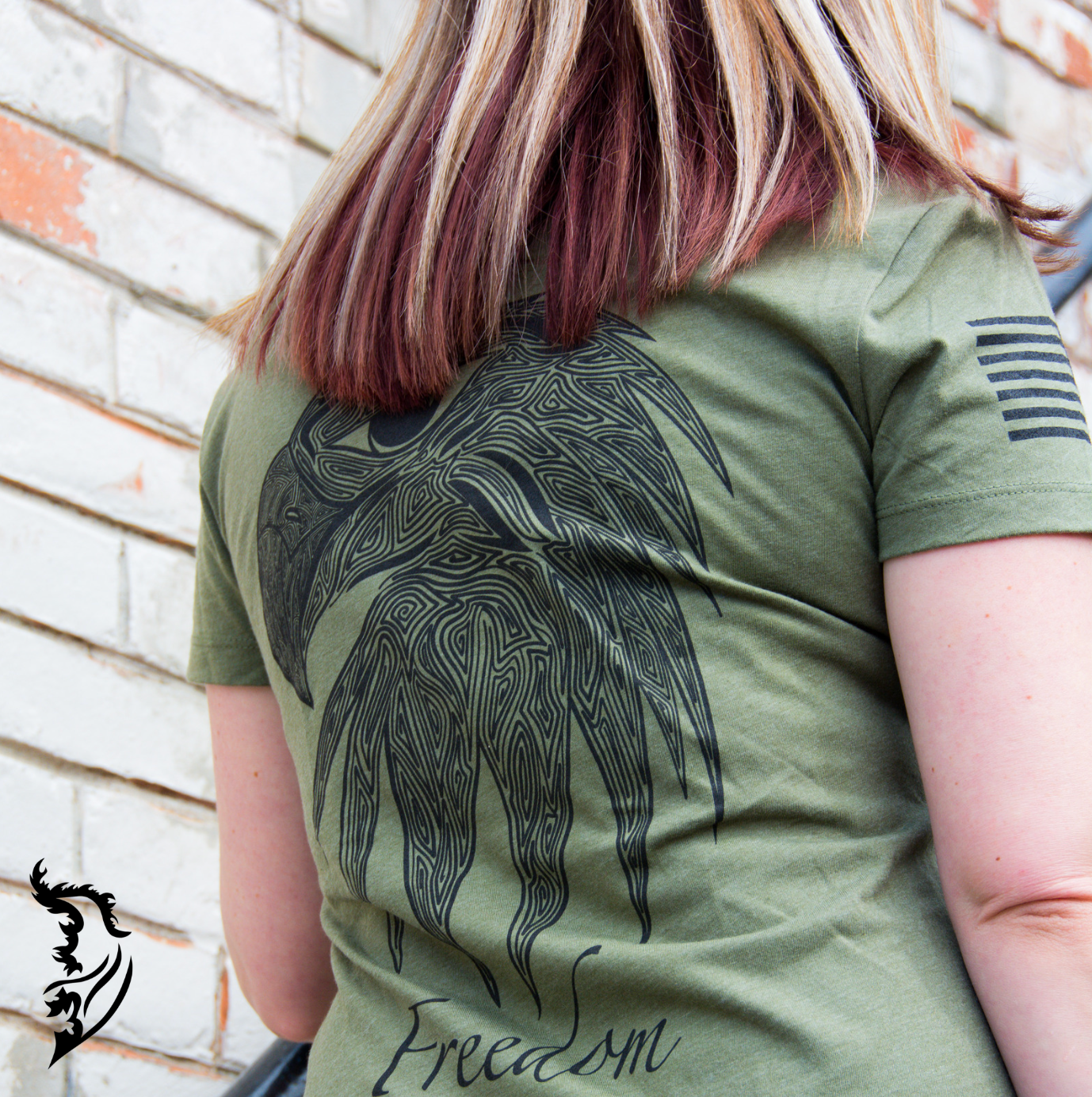 Freedom Eagle Hand-drawn Ladies T-Shirt | Patriotic Series