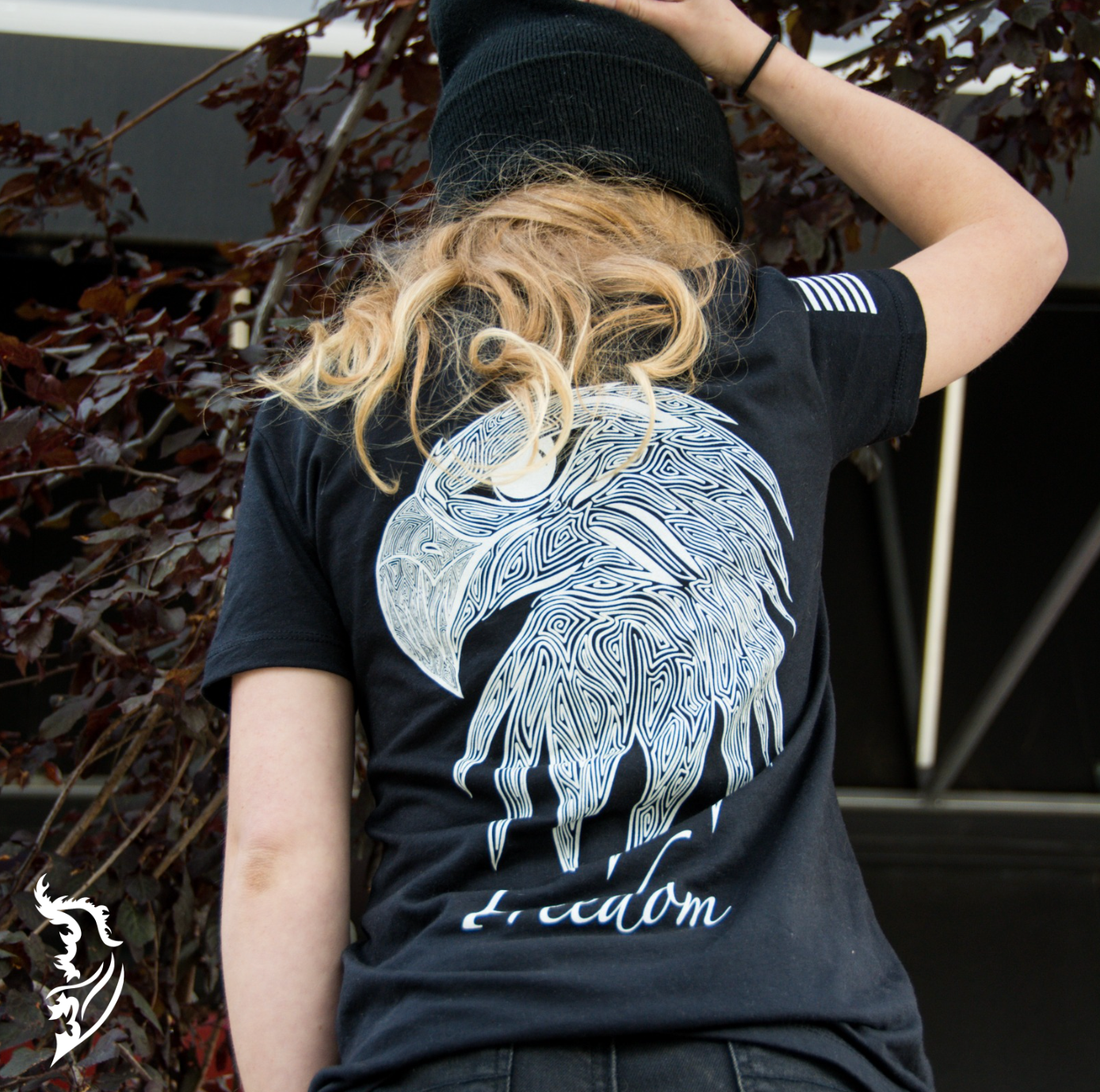 Freedom Eagle Hand-drawn Ladies T-Shirt | Patriotic Series