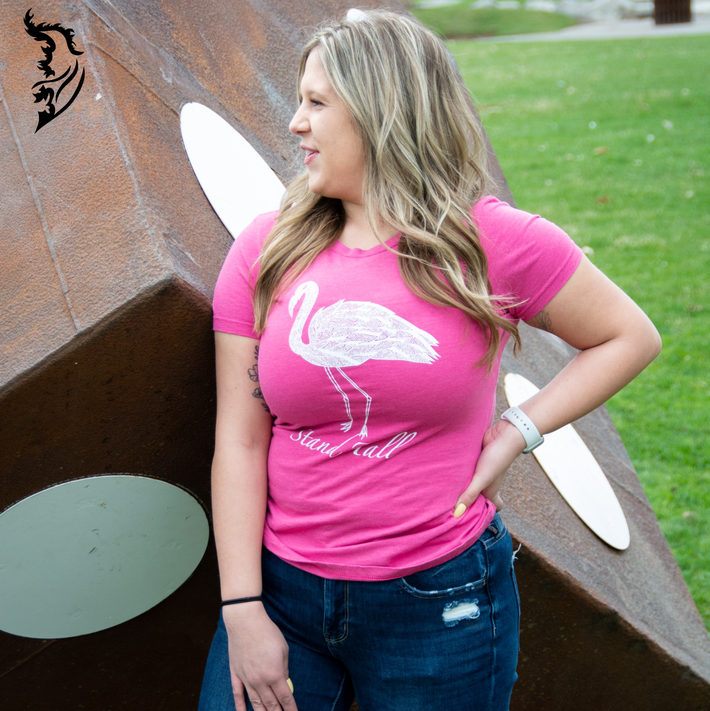 Stand Tall - Flamingo Hand-drawn T-Shirt | Ladies