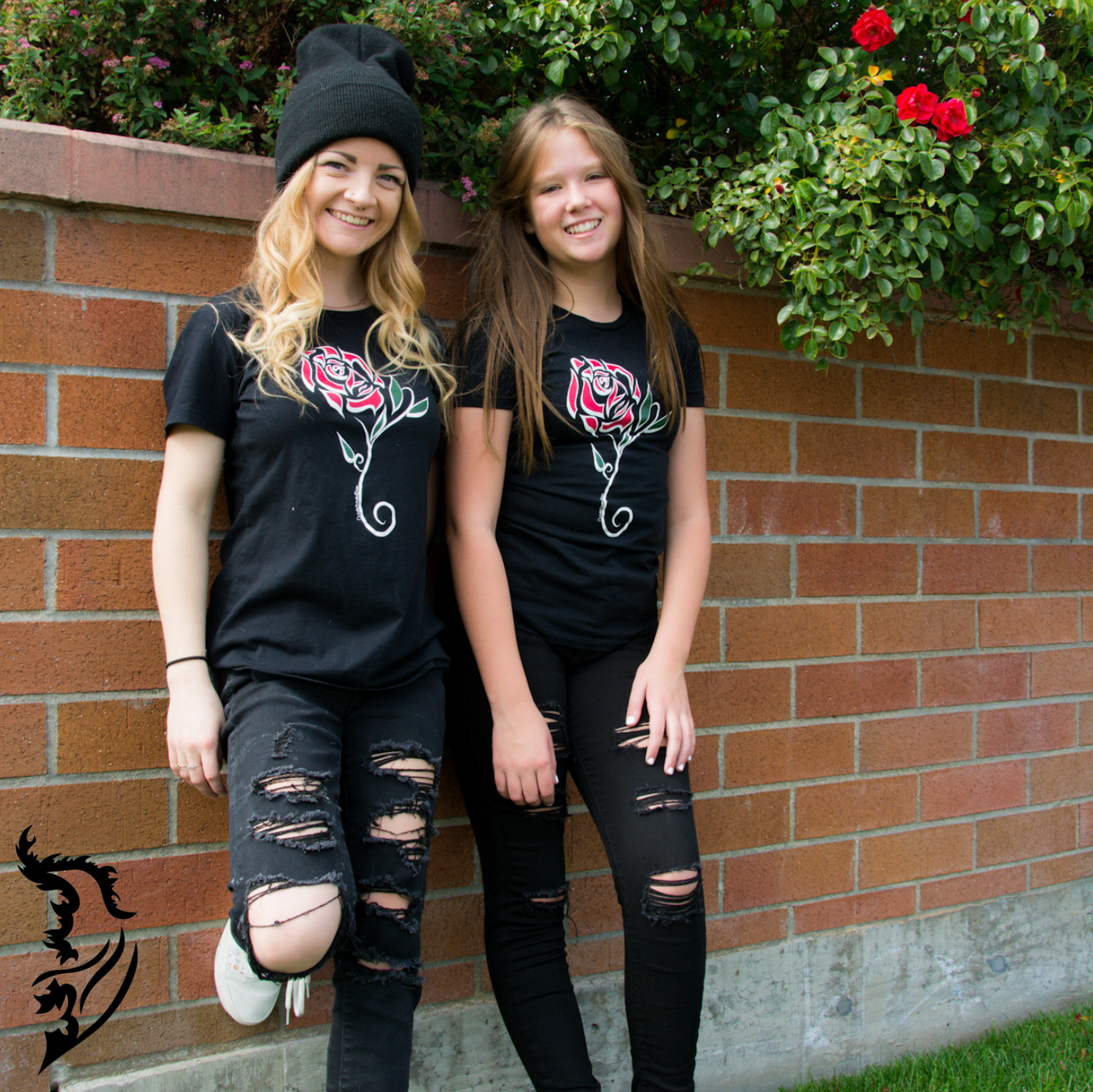 Red Rose Hand-drawn T-Shirt | Ladies