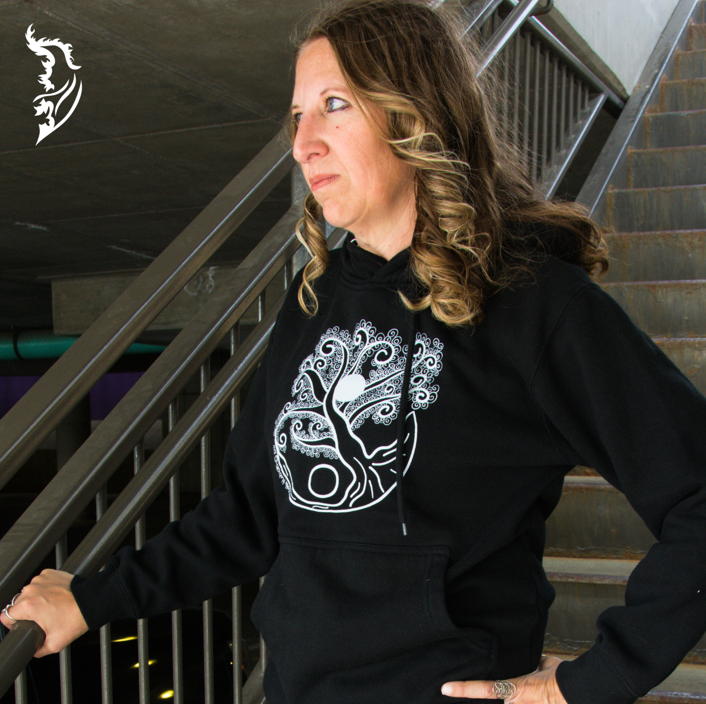 Yin & Yang | Tree of Life Hand-drawn Fleece-Lined Hoodie