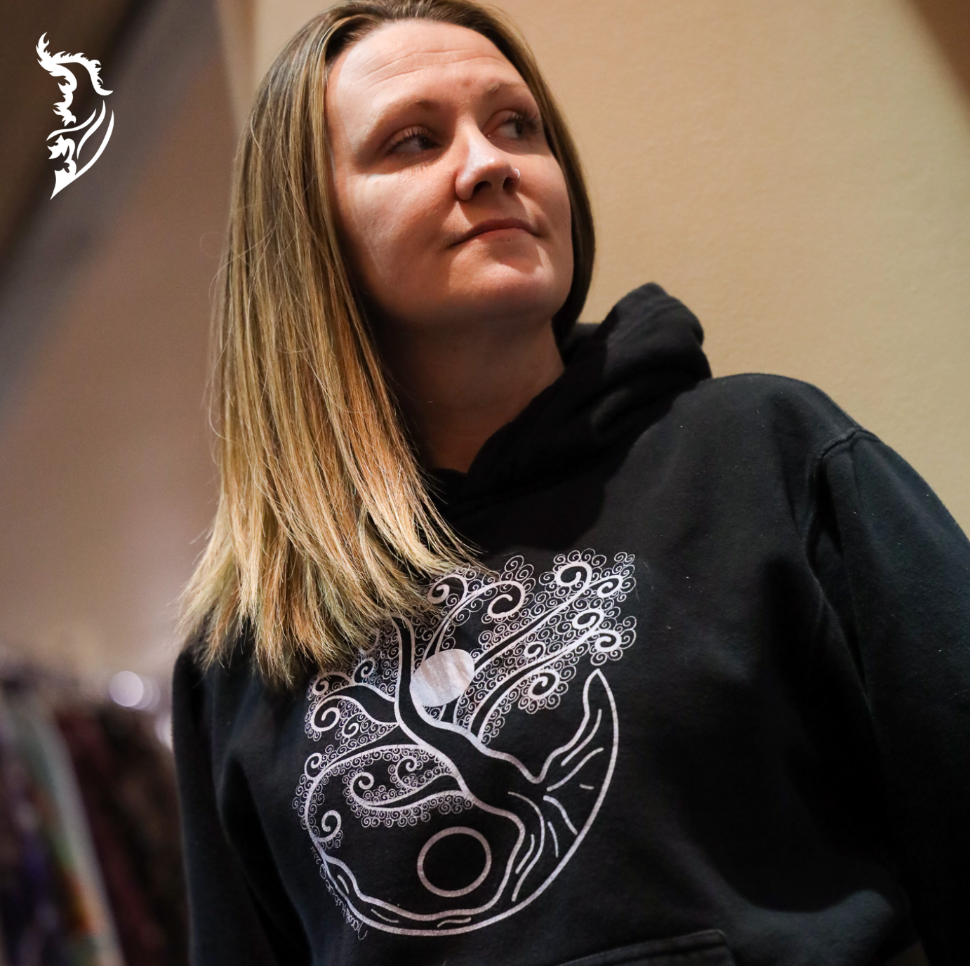 Yin & Yang | Tree of Life Hand-drawn Fleece-Lined Hoodie