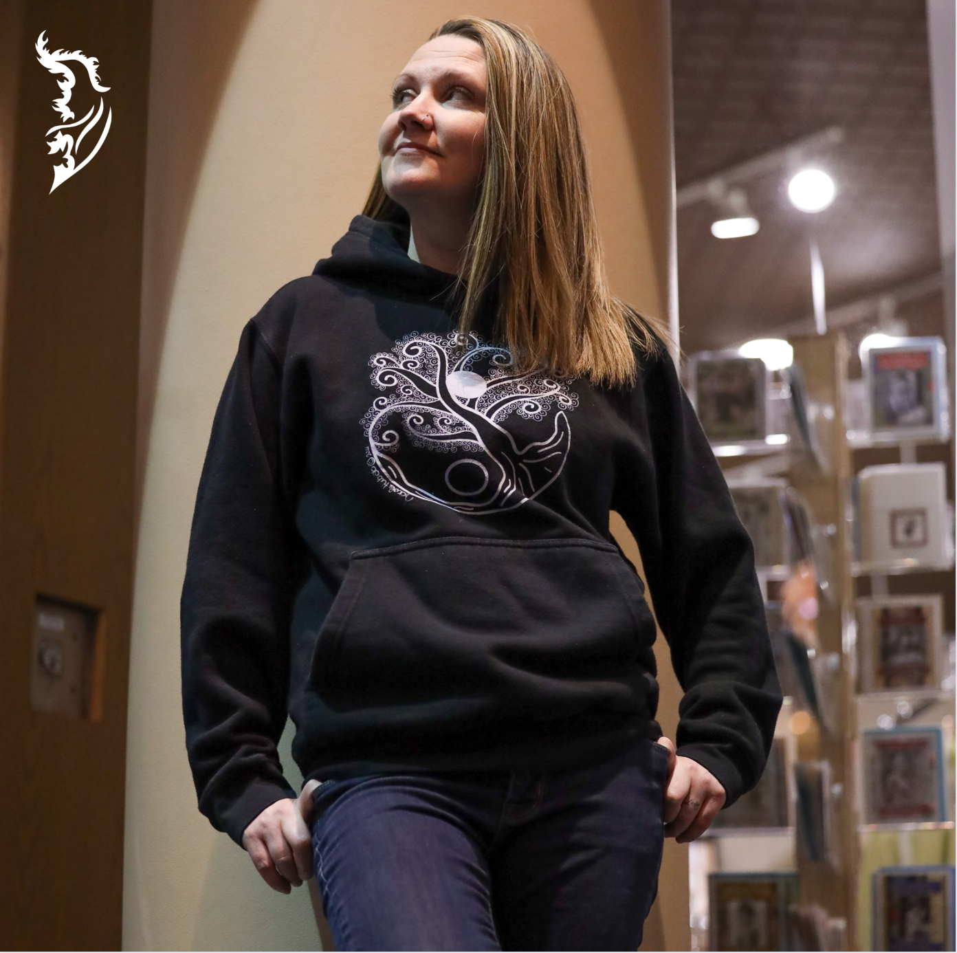 Yin & Yang | Tree of Life Hand-drawn Fleece-Lined Hoodie