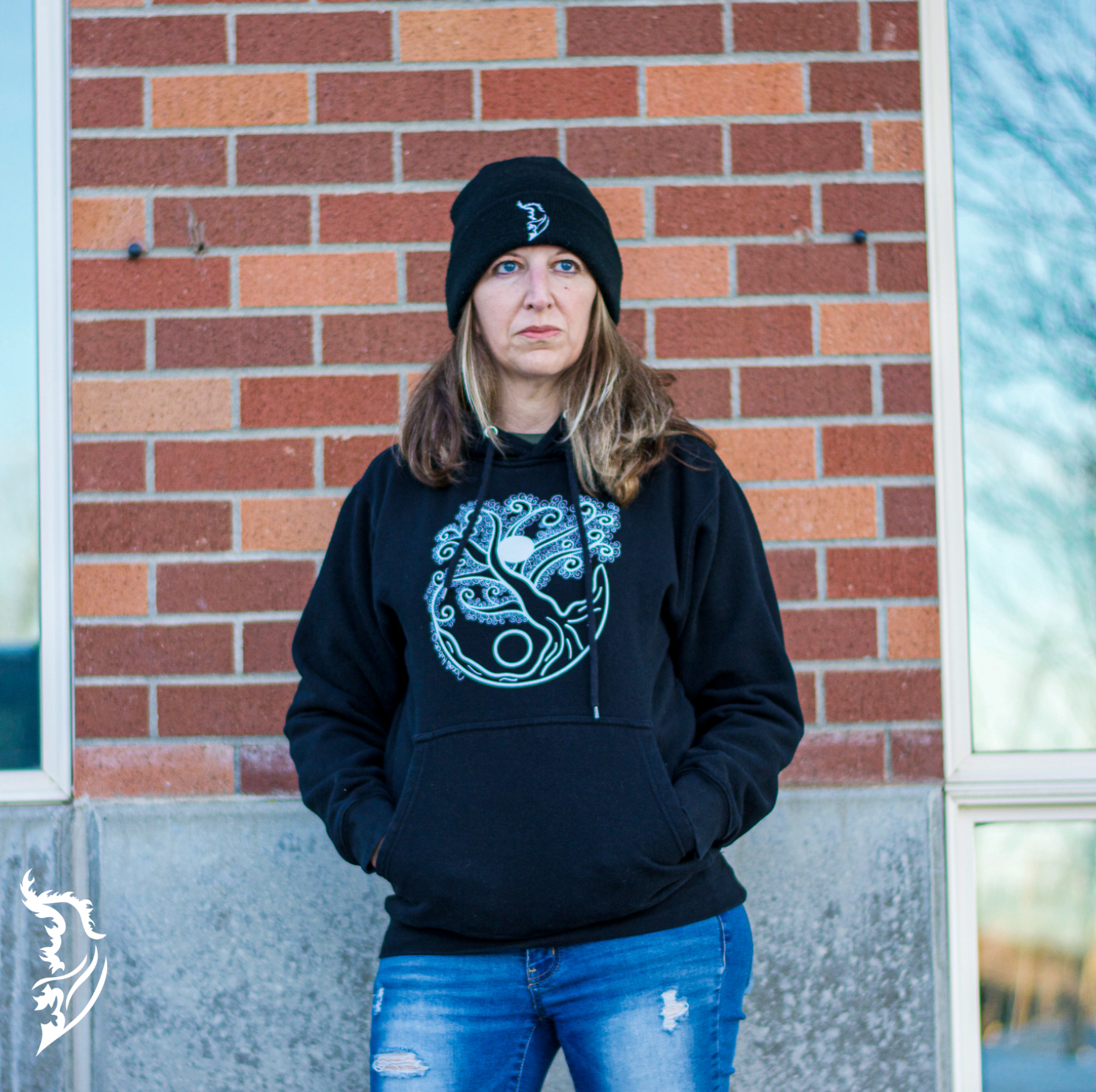 Yin & Yang | Tree of Life Hand-drawn Fleece-Lined Hoodie