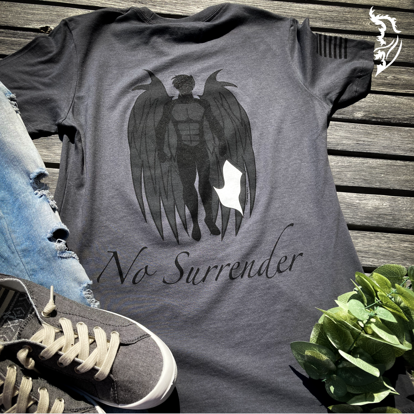 No Surrender Hand-drawn Ladies T-Shirt | Angel Series