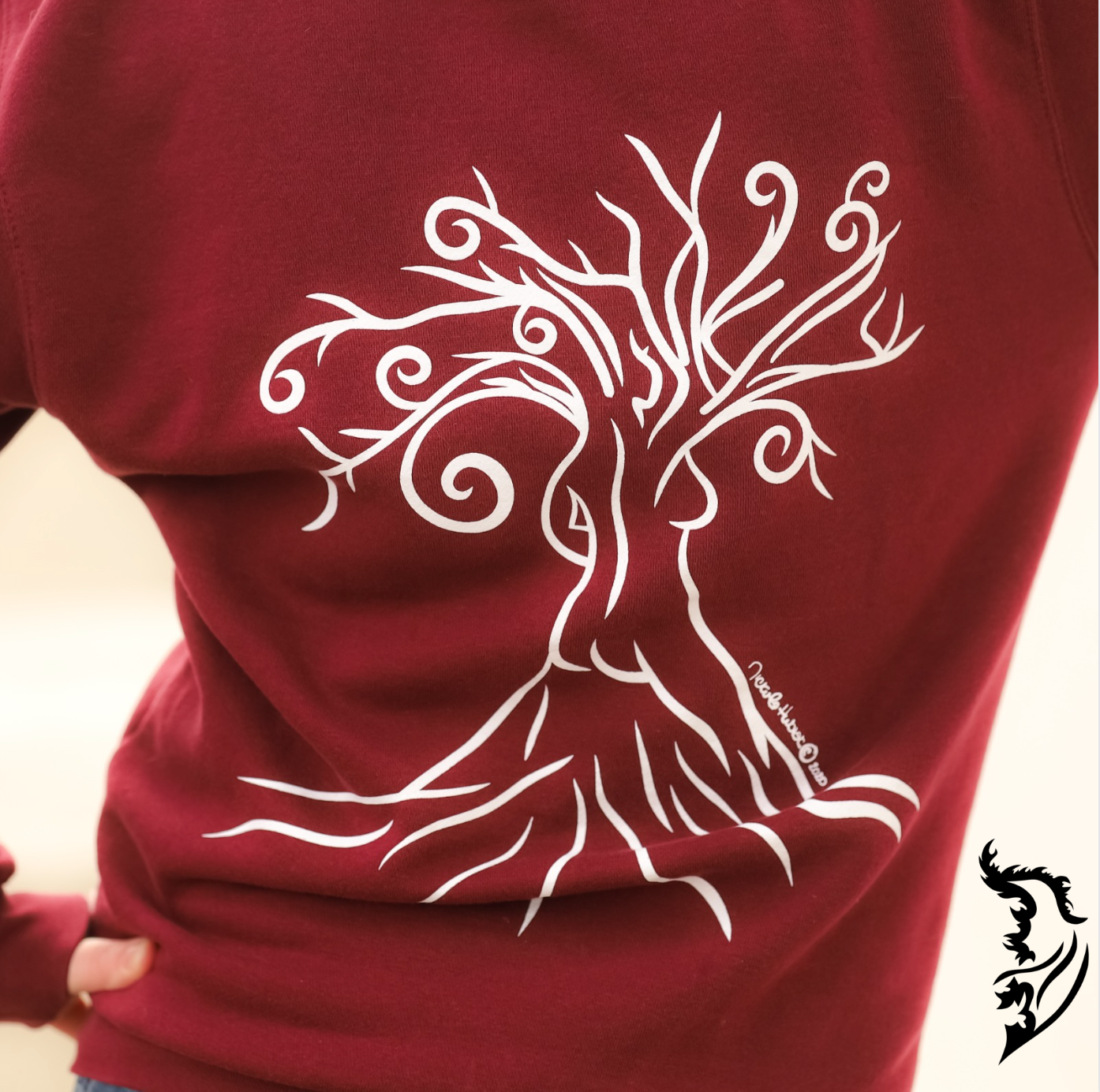 Woman in the Tree Hand-drawn Fleece-Lined Hoodie