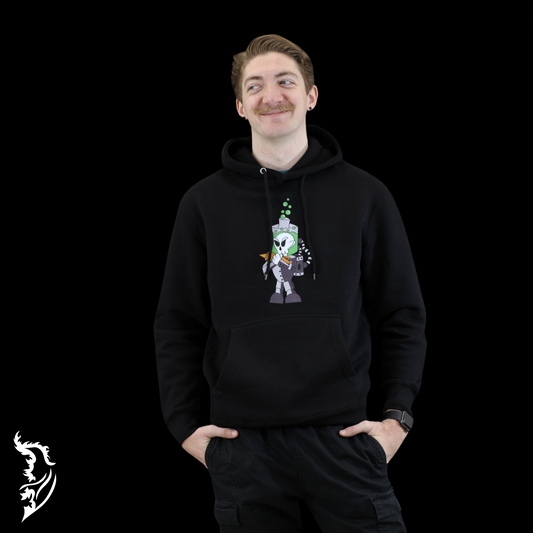 Cyborg Skeleton Fleece Lined Hand-drawn Hoodie