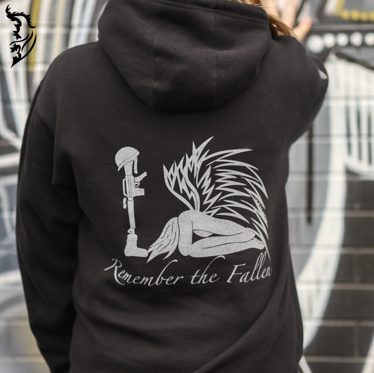 Remember the Fallen Hand-drawn Fleece-Lined Hoodie