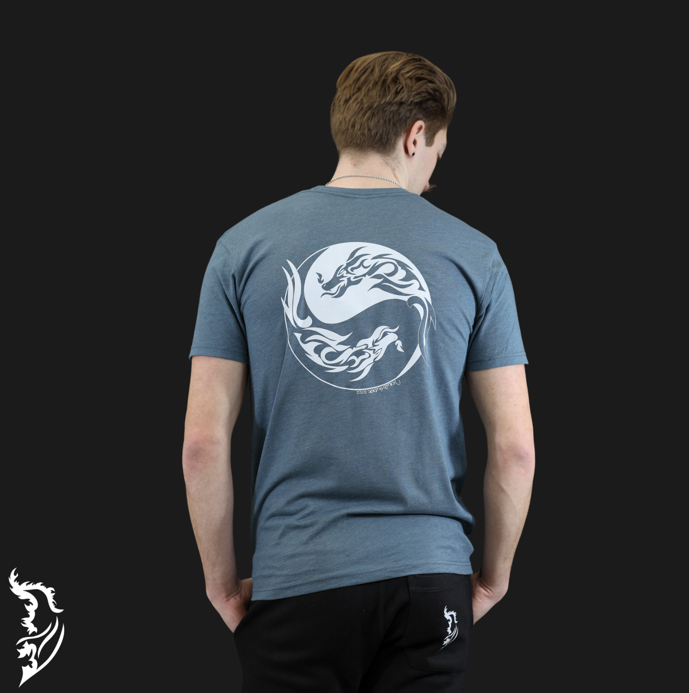 Dragon - Yin & Yang Hand-drawn Men's T-Shirt