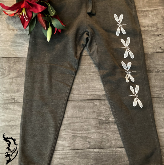 Dragonfly Hand-drawn Fleece Lined Joggers