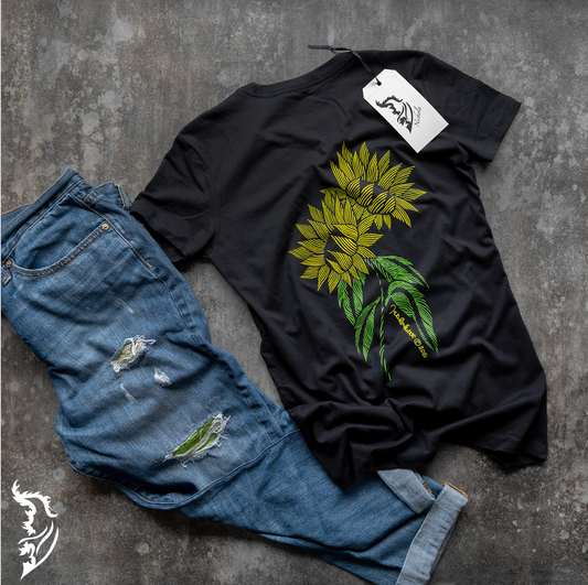 Sunflower (Black) Hand-drawn T-Shirt | Ladies