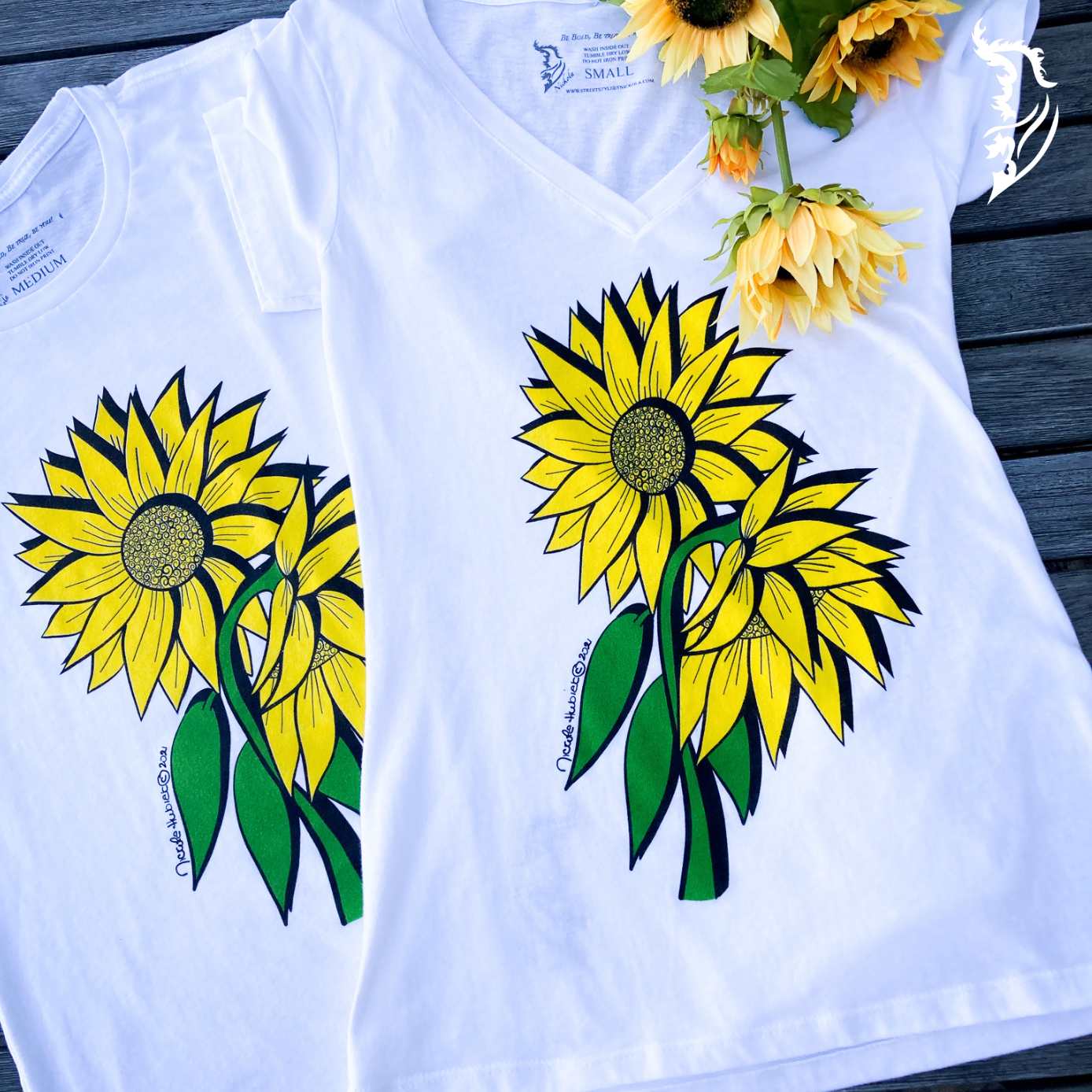 Sunflower Hand-drawn T-Shirt | Ladies