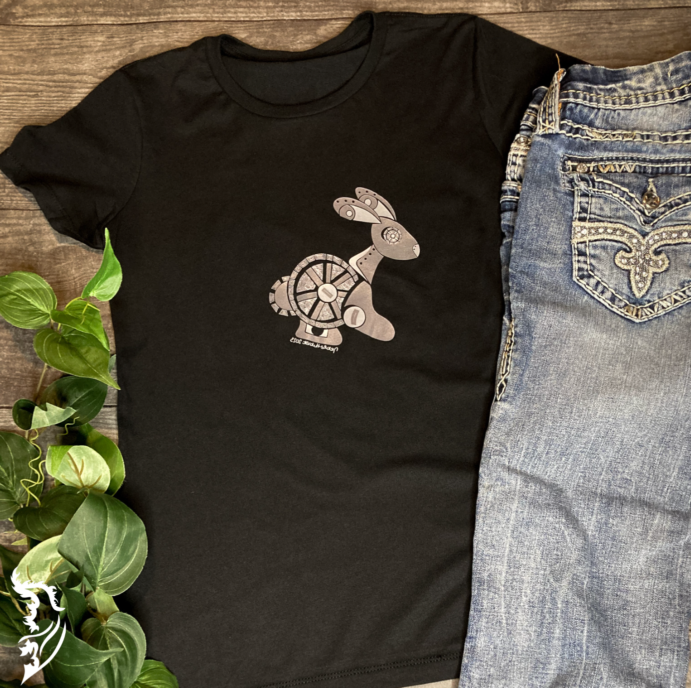 Steampunk Rabbit Hand-drawn Ladies T-Shirt