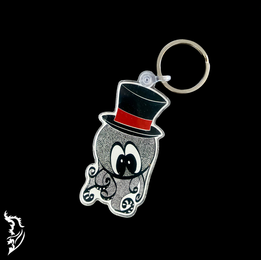 Octopus with Top Hat Hand-drawn Key Chain